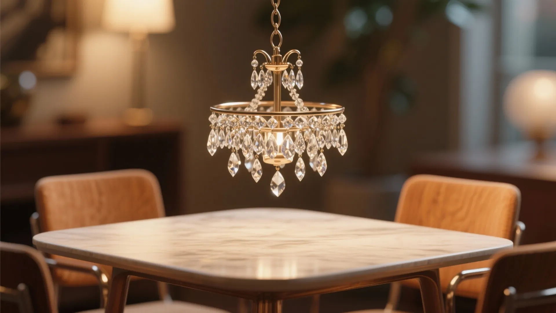 1. Mini chandelier as the focal point