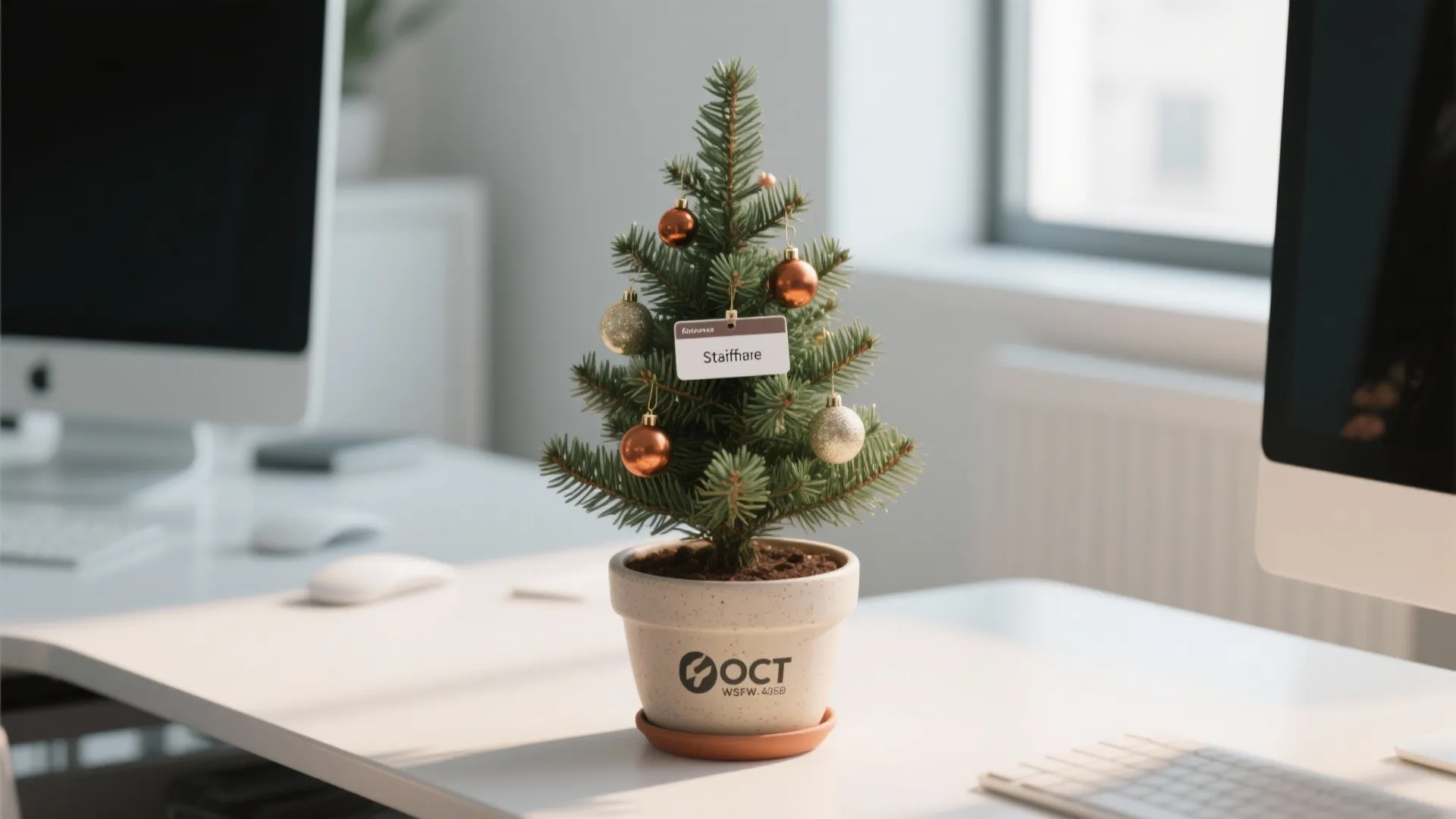 1. Mini Christmas Trees on Desks