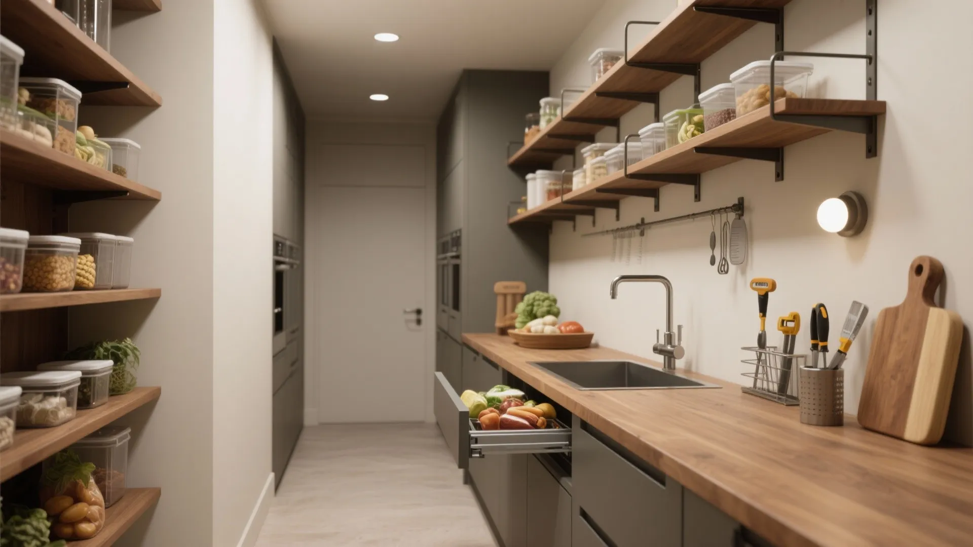 5. Flexible shelves and a mini work counter