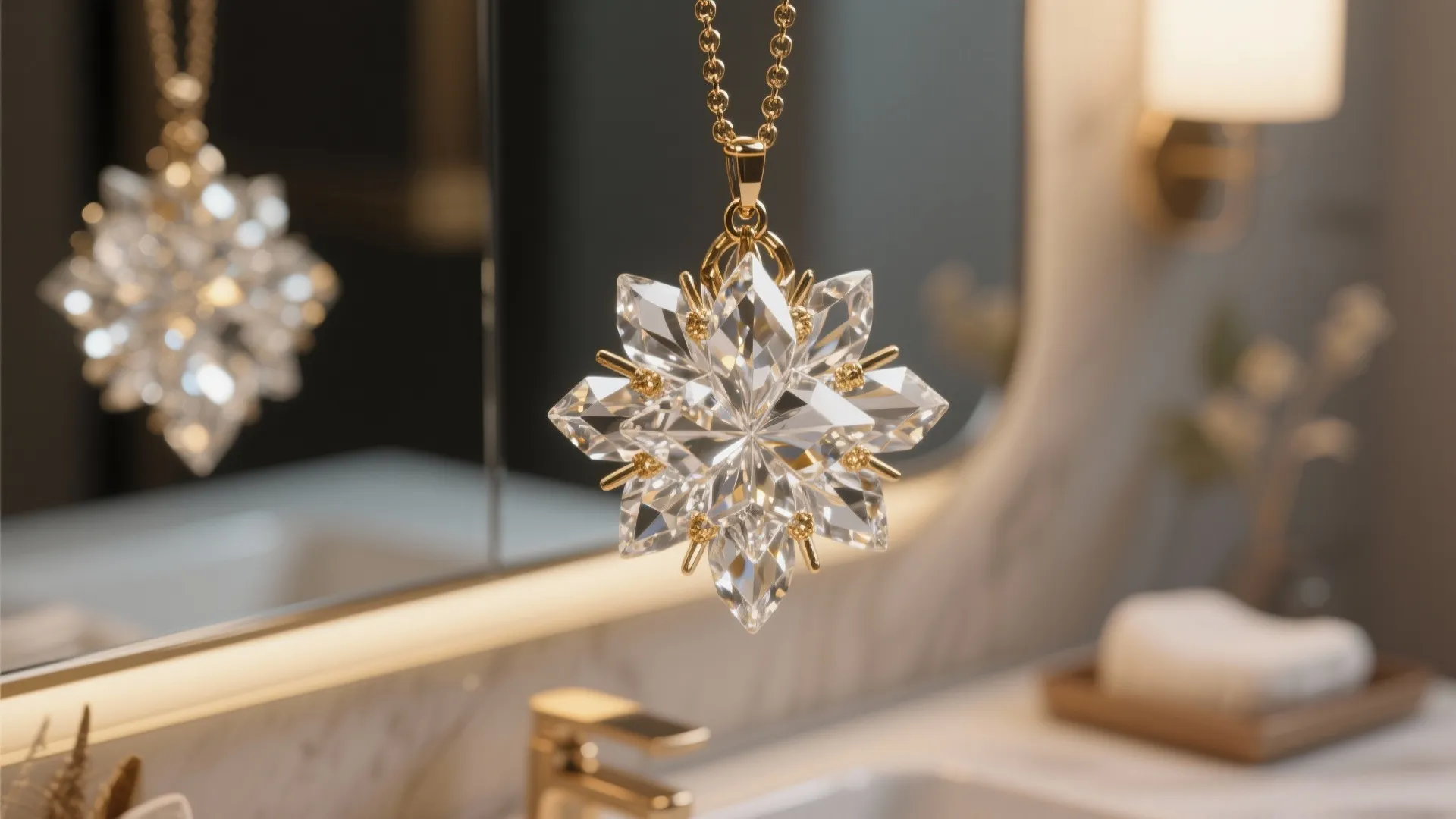 2. Mini crystal cluster at the vanity