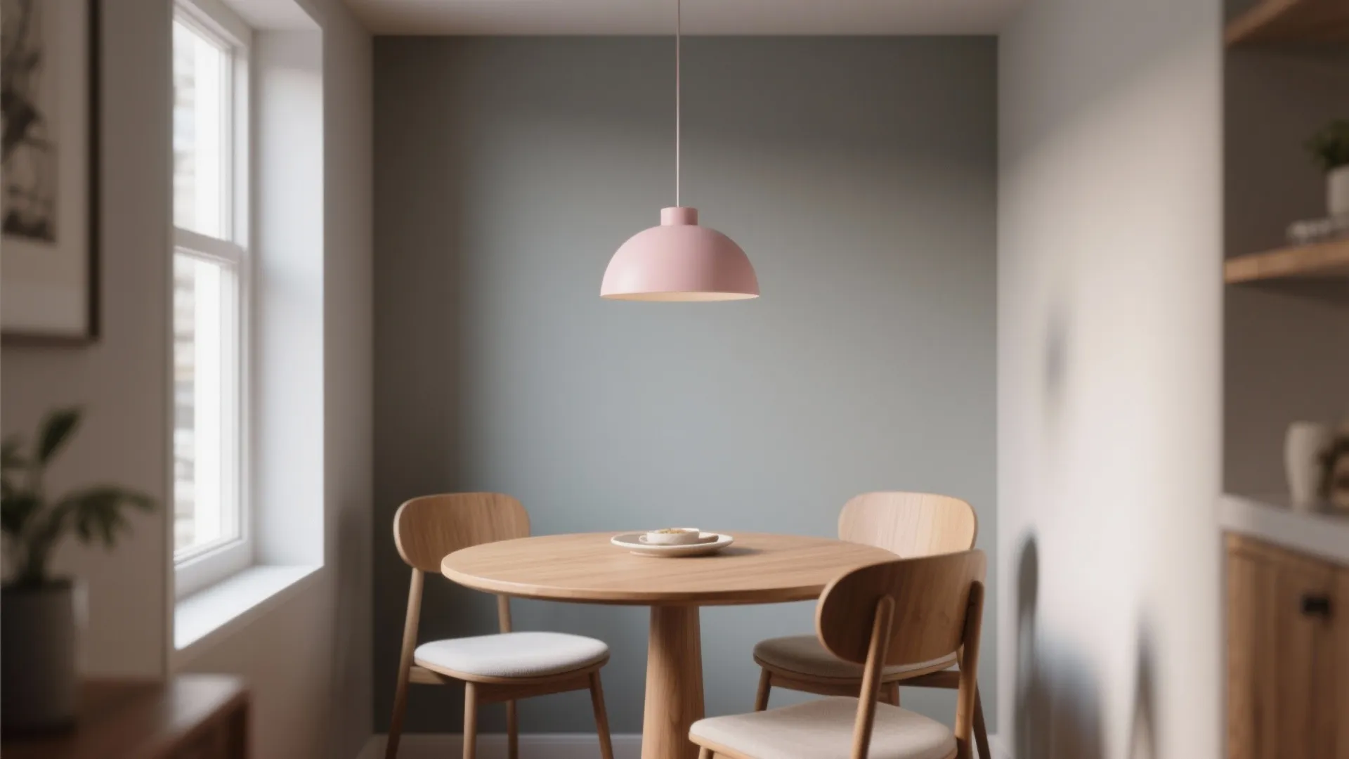 1. Blush pendant over a mini dining nook