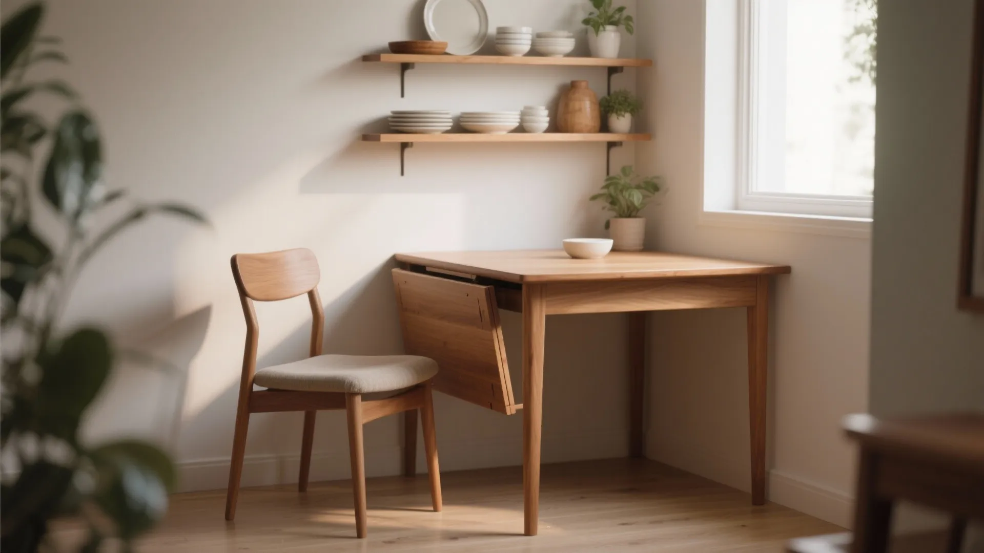 5. Create a Mini Dining Corner with Vertical Storage