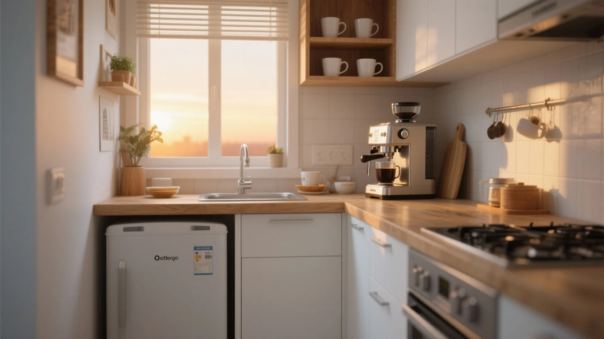 7. Mini Fridge with Counter Above