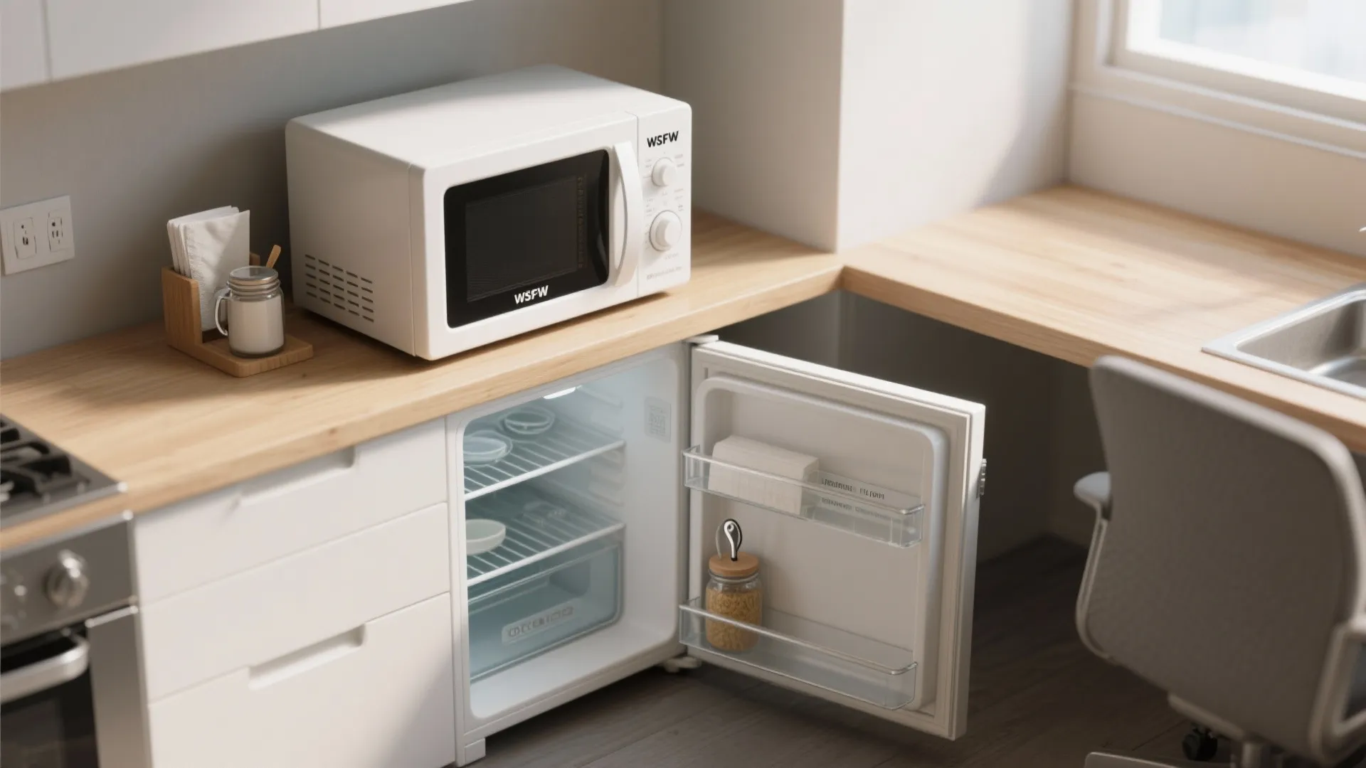 3. Mini-Fridge + Prep Nook