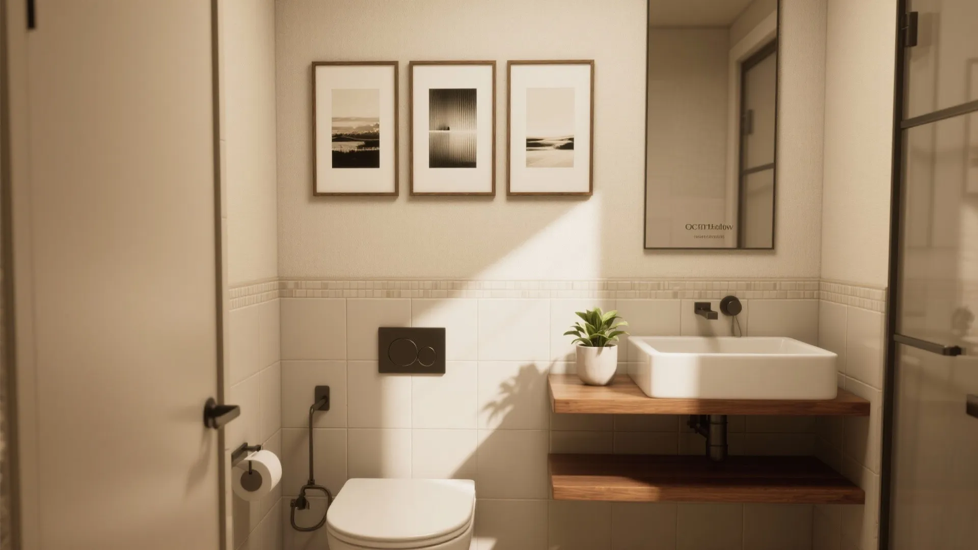 2. Create a mini gallery above the toilet or vanity