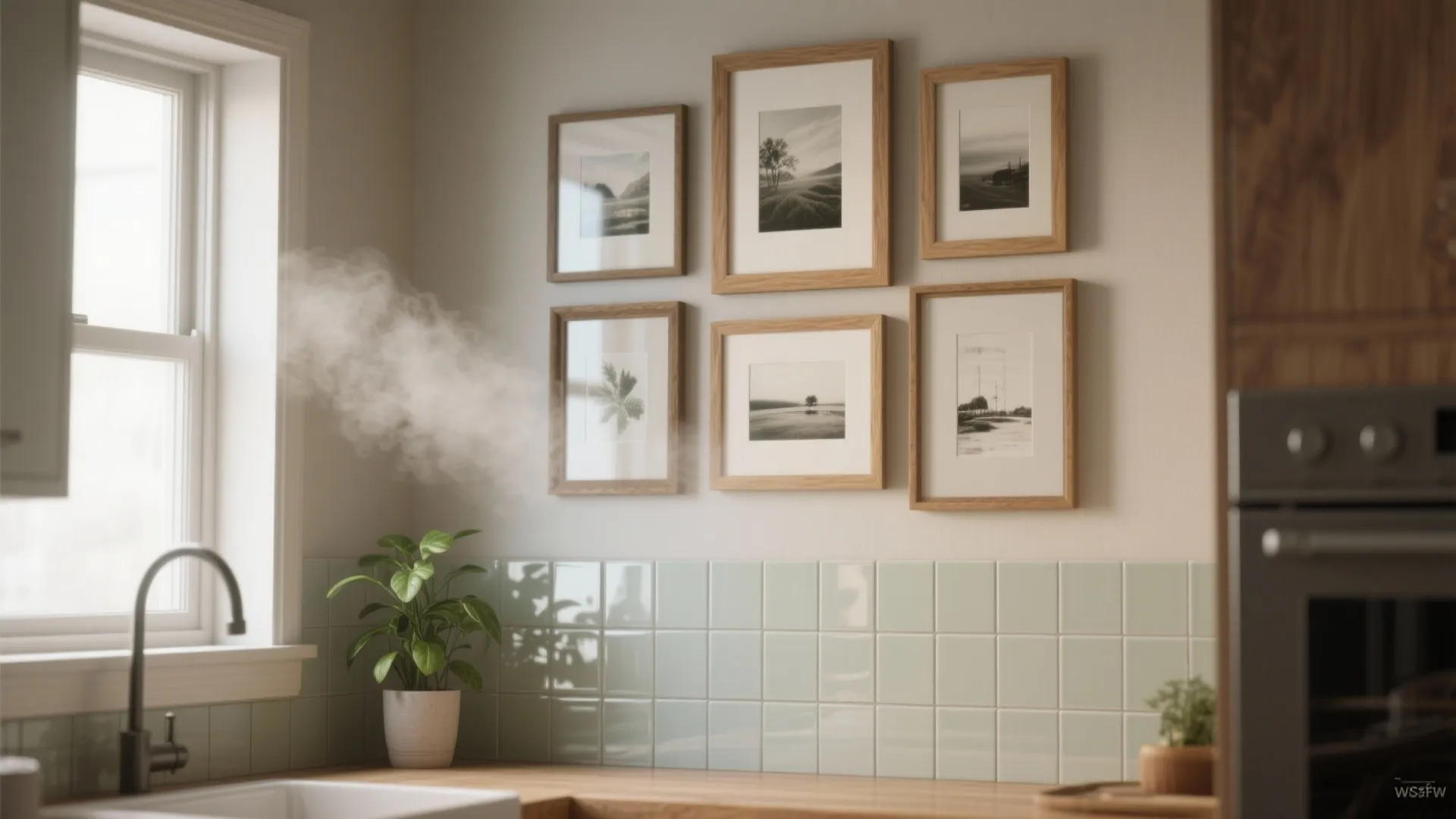 1. Mini gallery wall above the backsplash