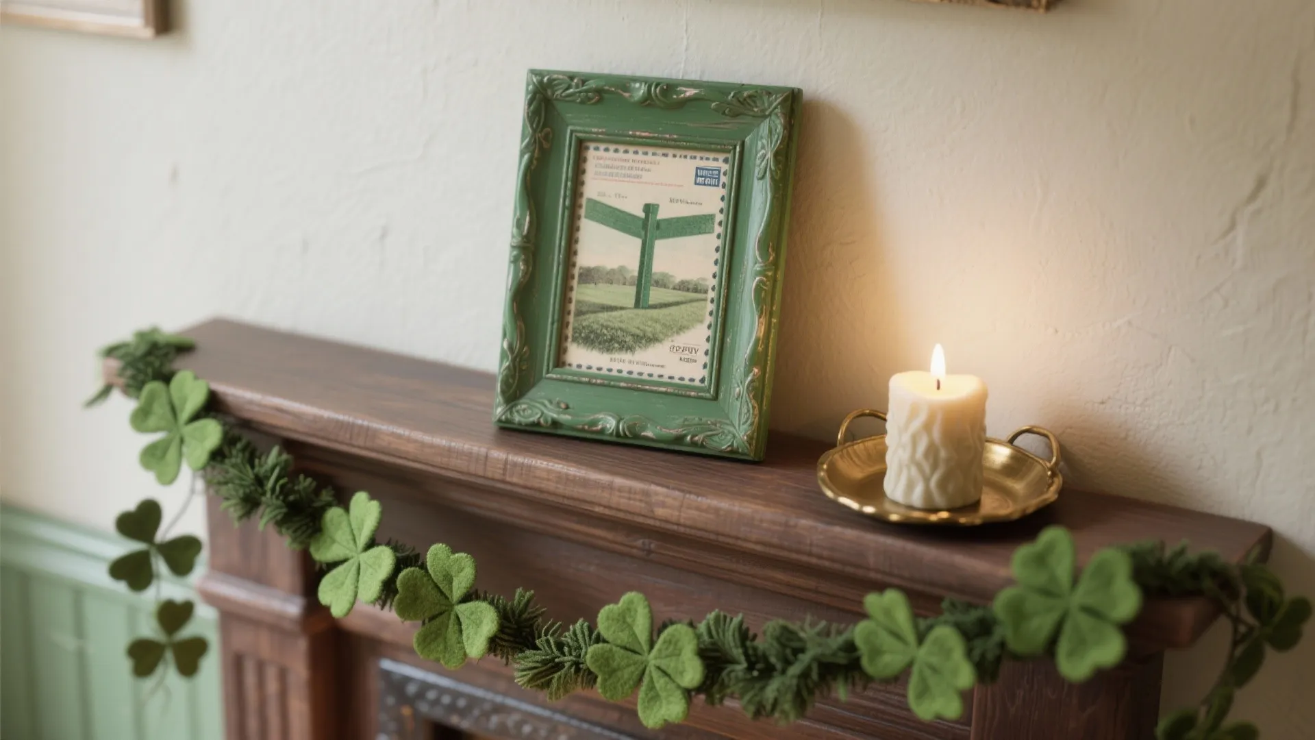 1. Mini Irish mantel: layer, don't clutter