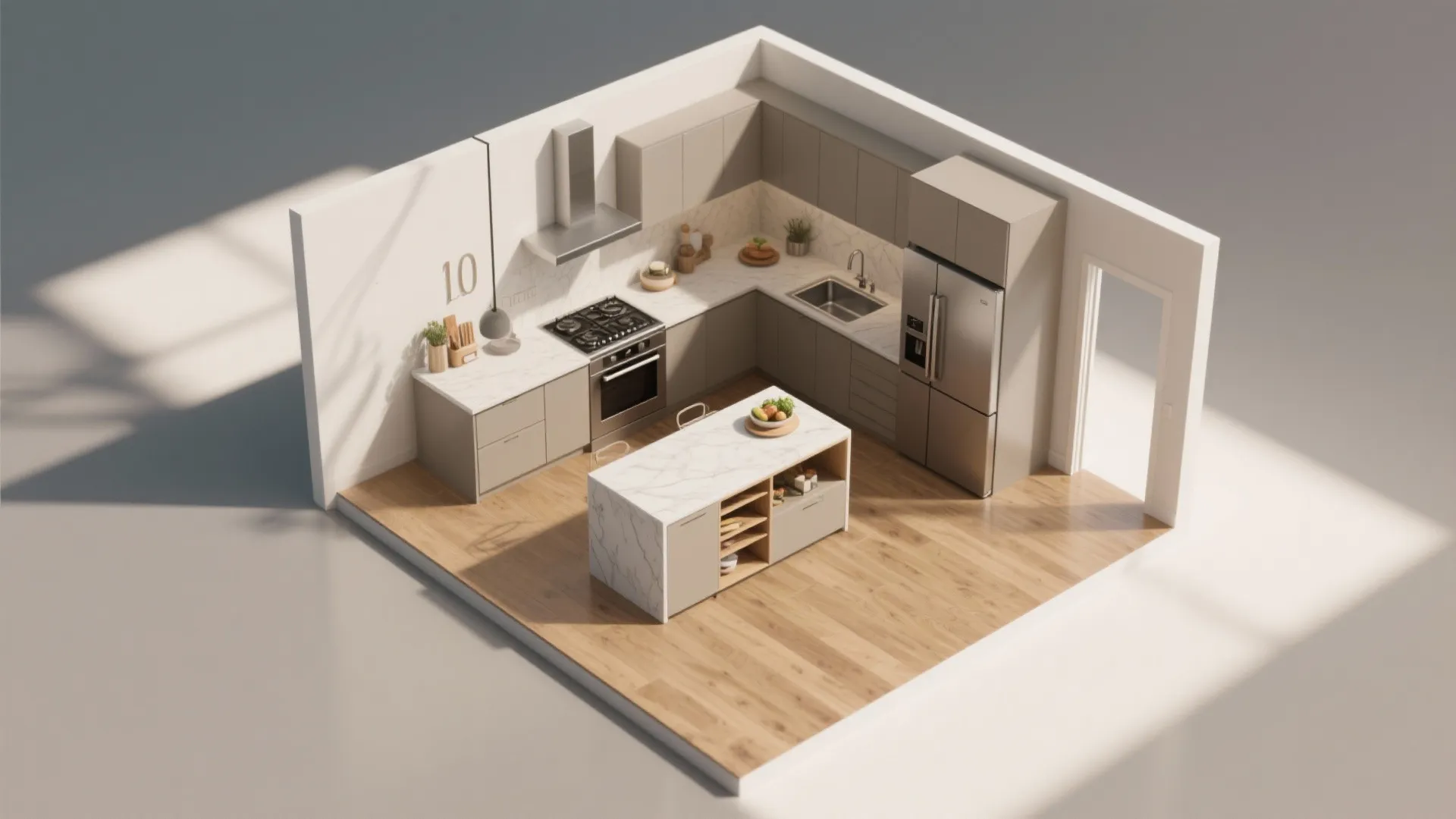 3. Zone with compact workflow islands