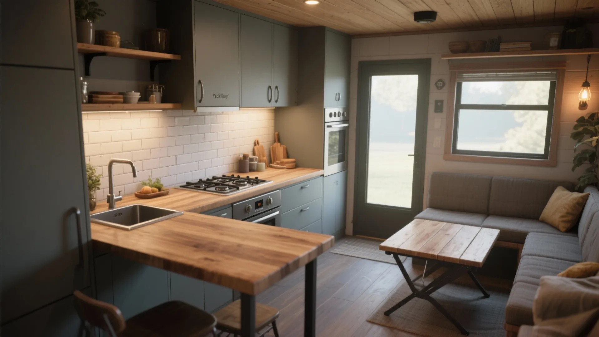 3. Mini kitchen integration for cabin life