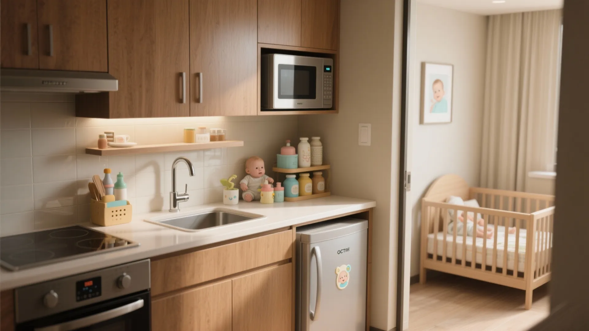 5. Mini kitchenette for caregiver efficiency