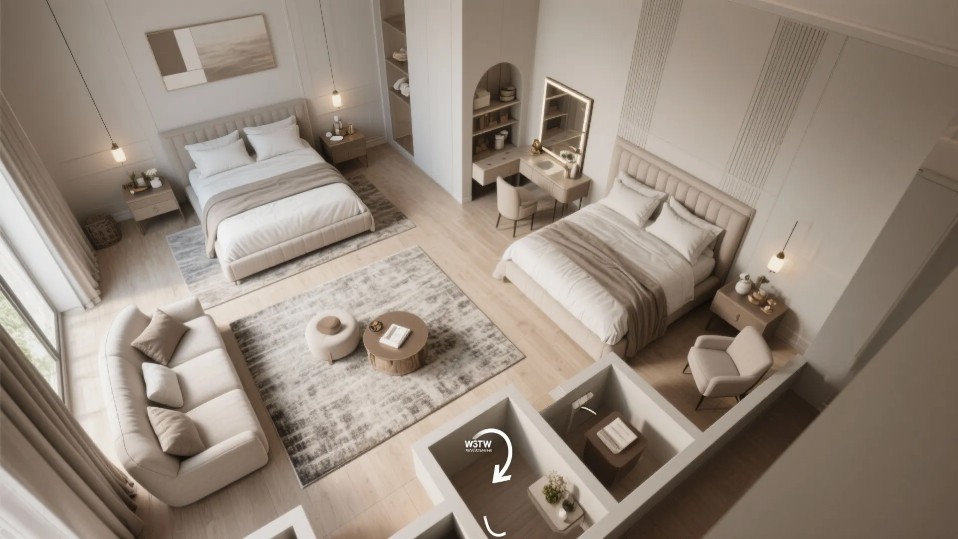 5. Create a mini living area and test your layout in 3D