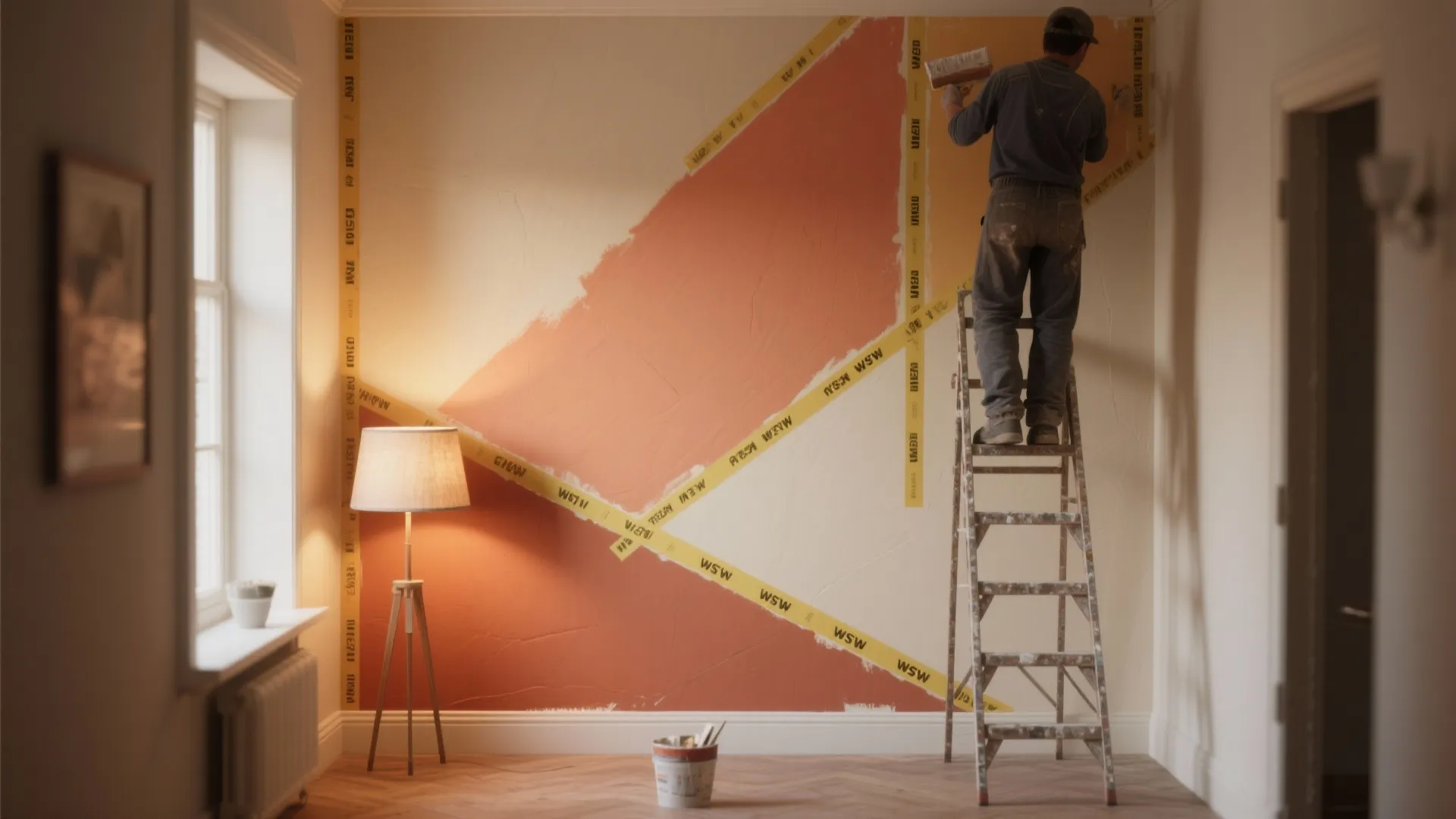 5. Mini Mural with Masking Tape: High Impact, Low Commitment