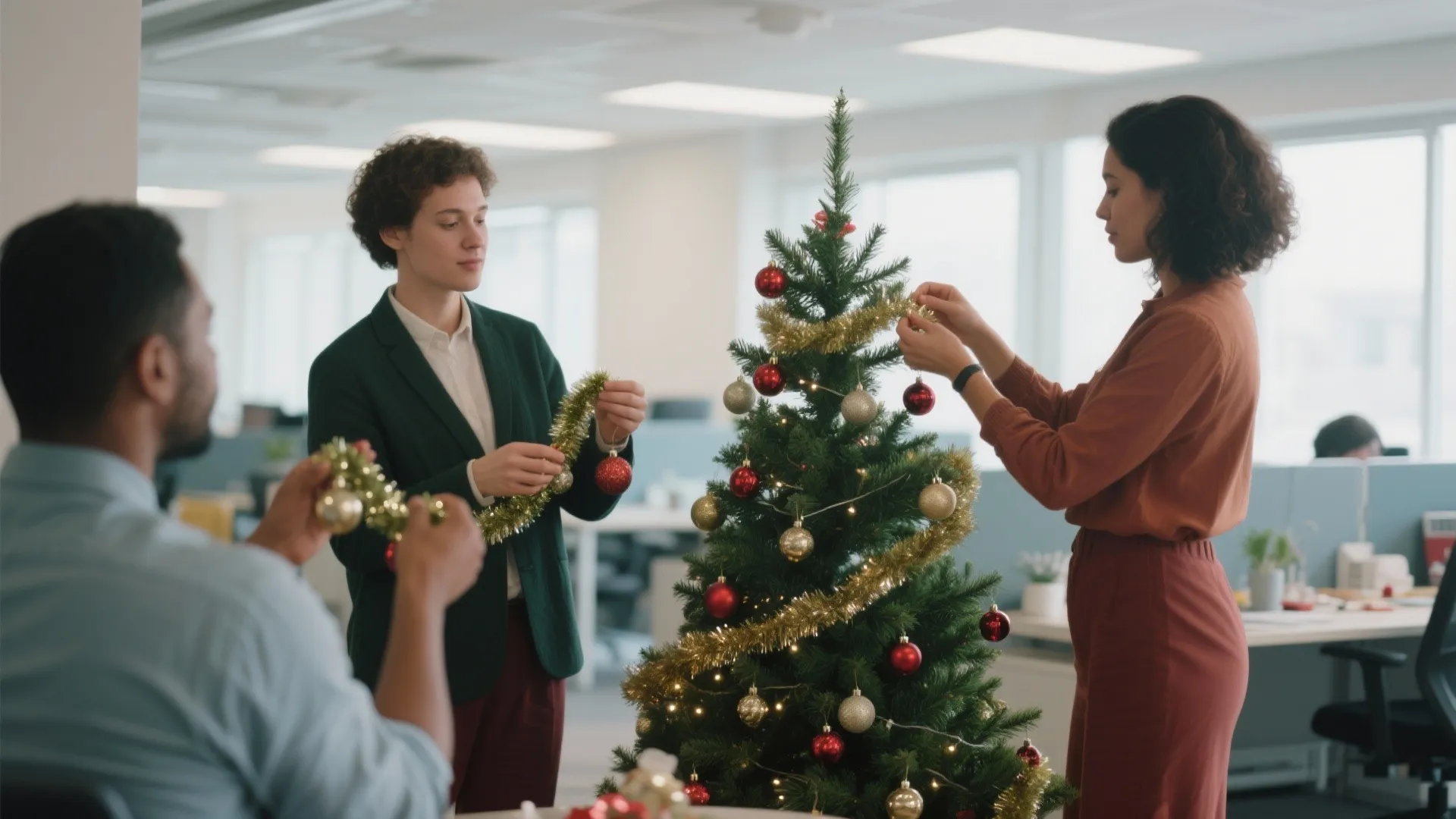 5. Mini Office Tree Decorating