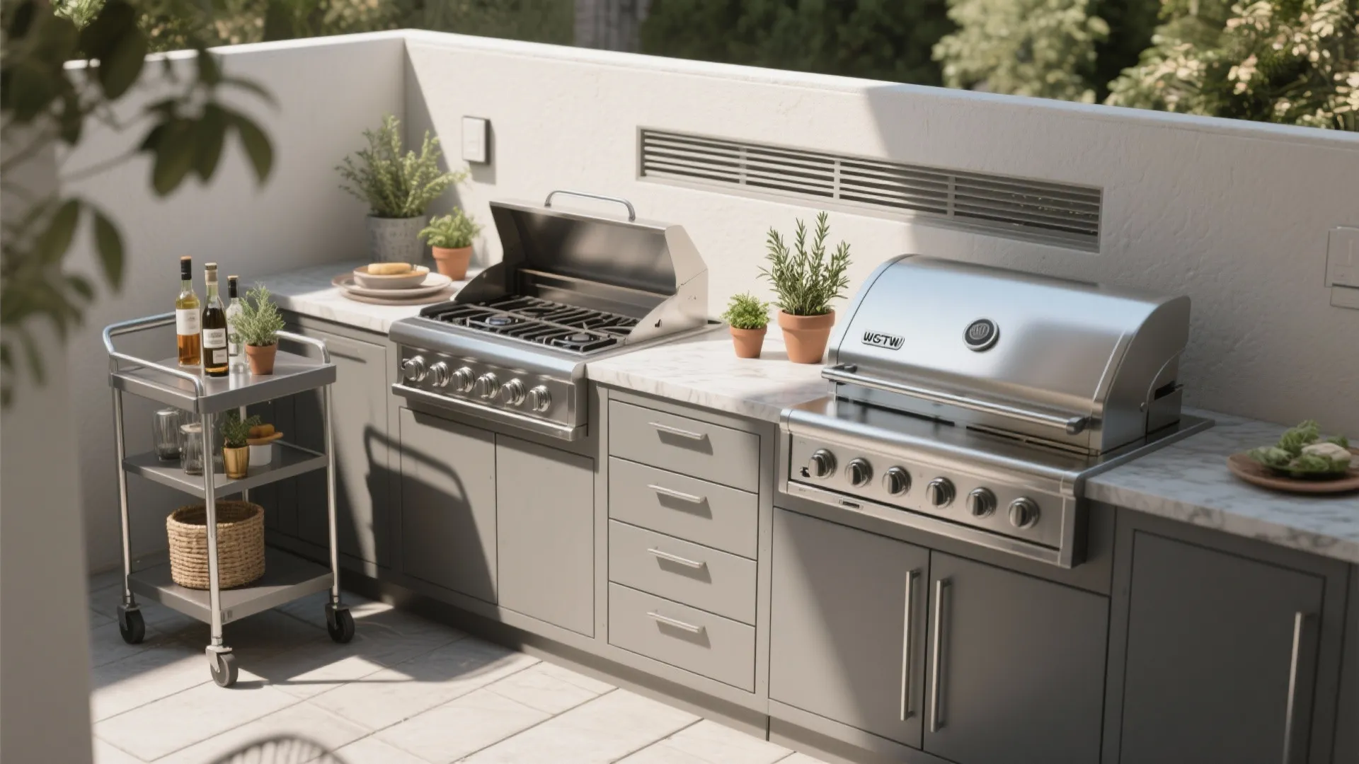 5. Mini Outdoor Kitchen or Bar Cart