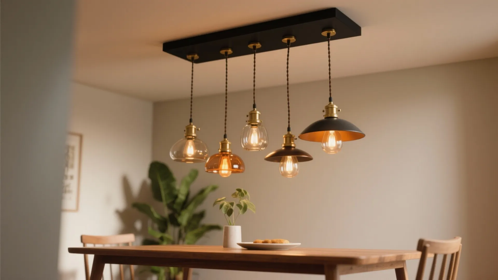 3. Cluster of mini pendants with a flat canopy