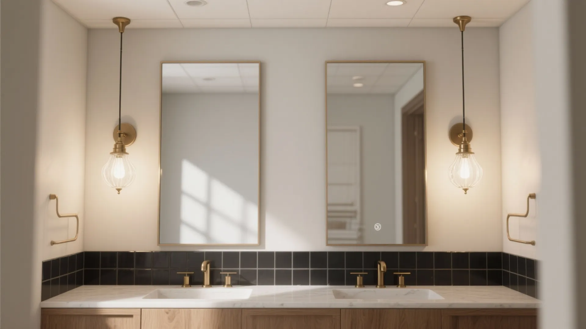 4) Decorative mini pendant cluster in lieu of vanity bar