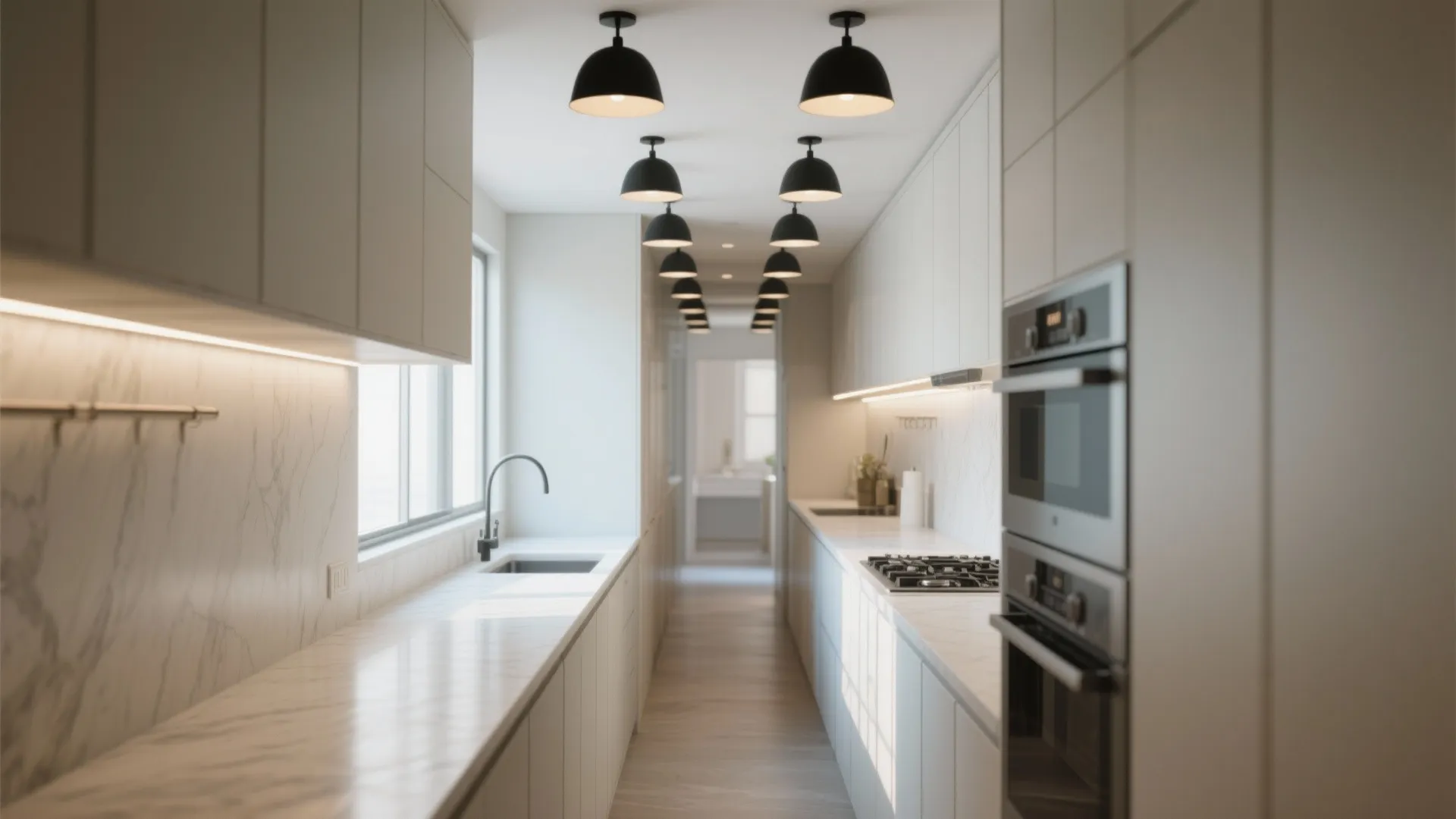 2. Mini pendants for narrow kitchens
