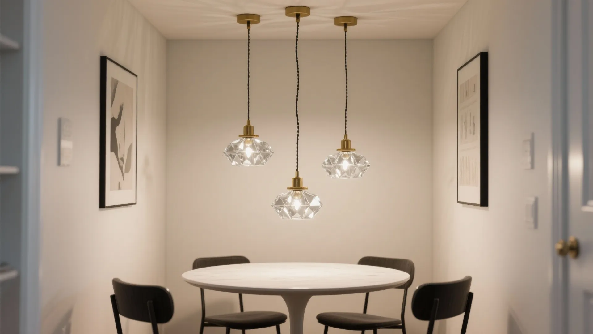 Mini multi-pendants to scale a small table