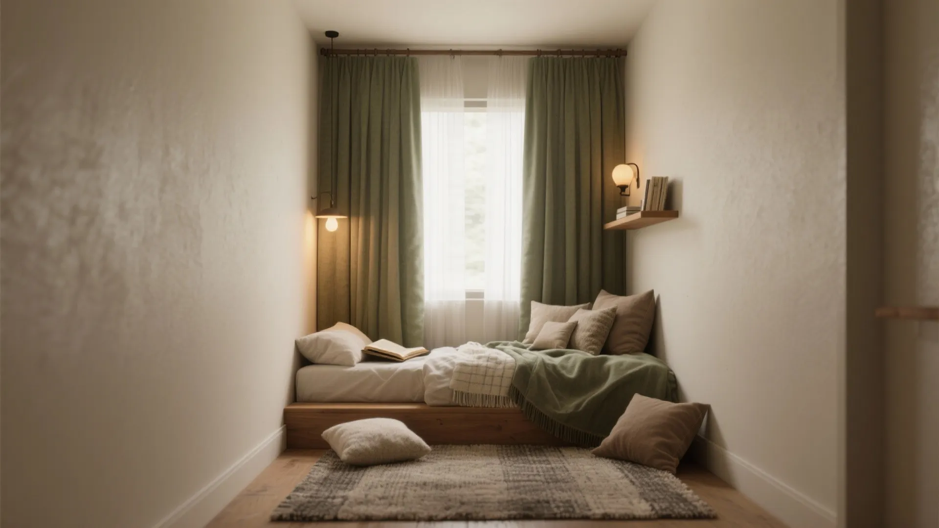 5. Mini Reading Nook with Curtains and a Low Platform