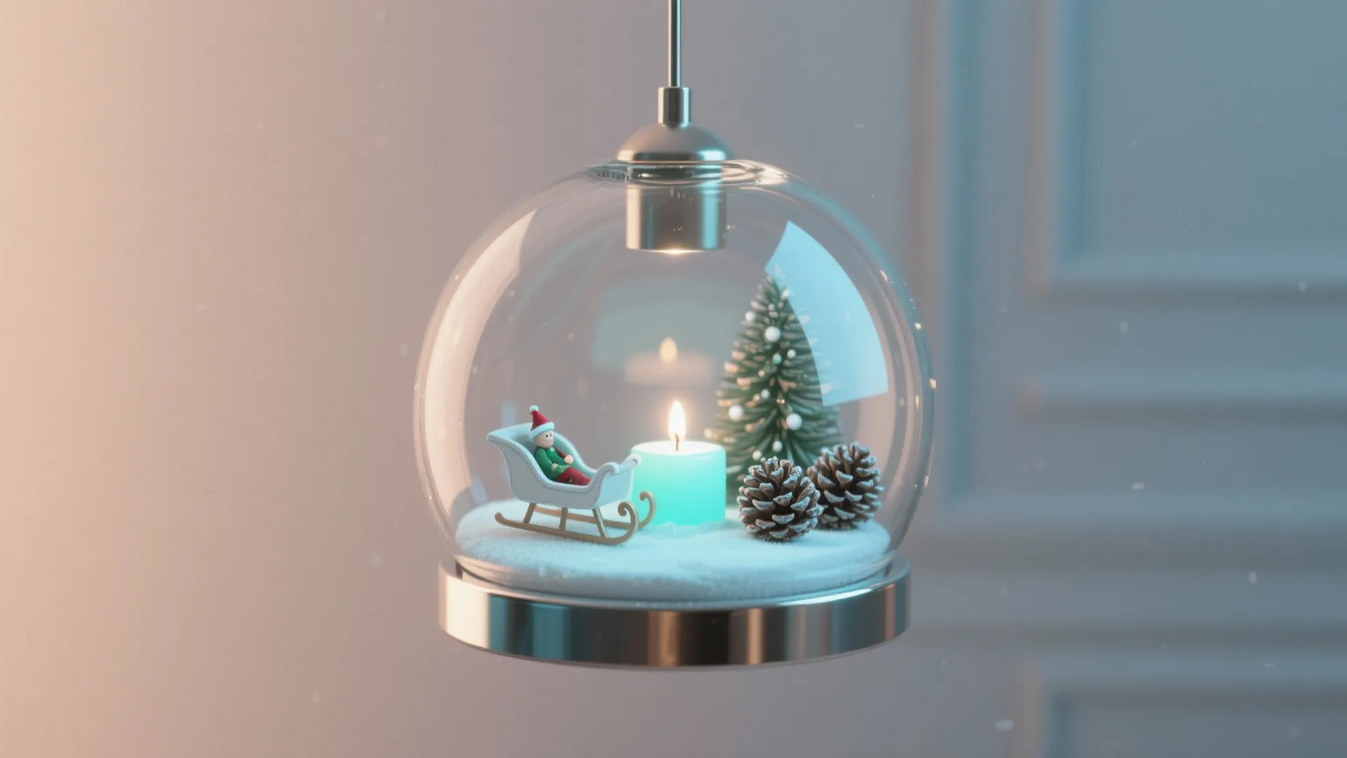 5. Themed Mini Scenes Hanging Inside Clear Shades