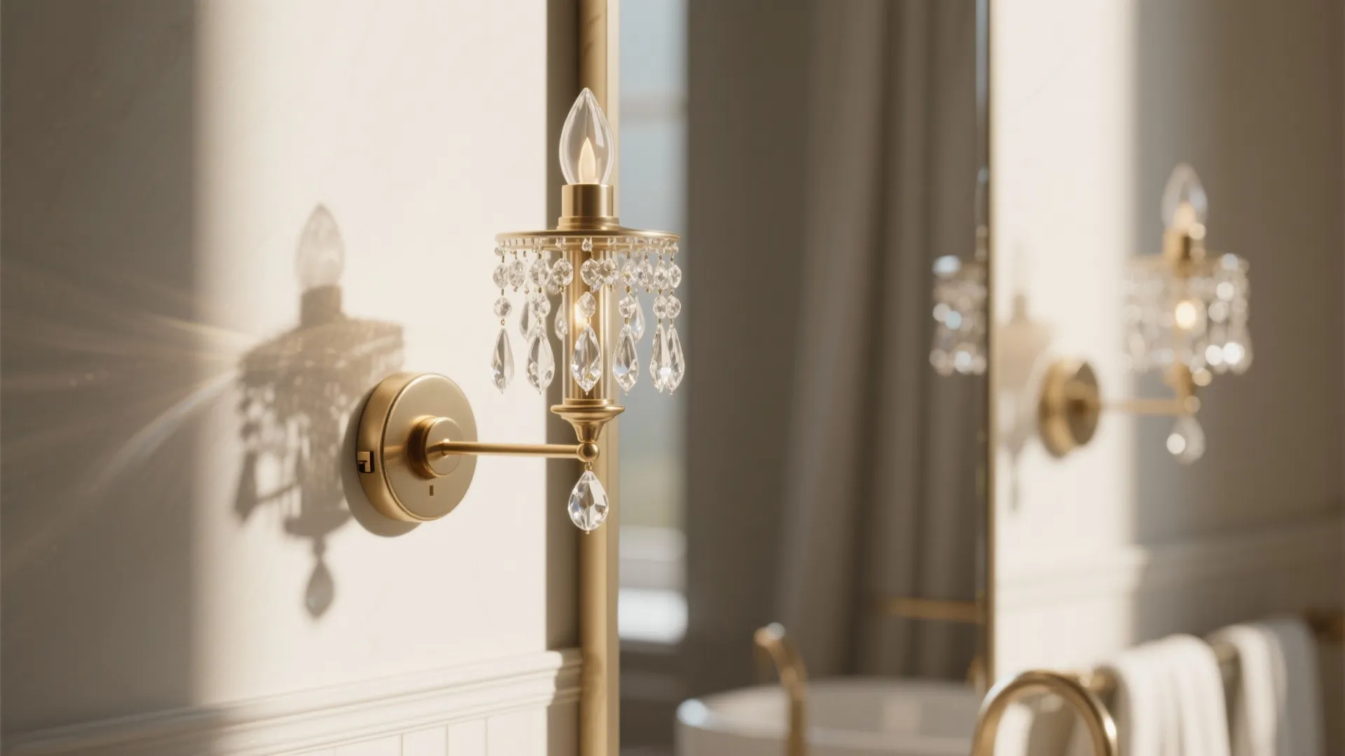 1. Miniature chandelier sconces for vertical drama