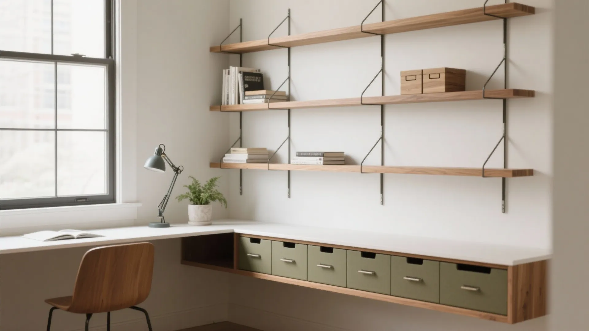 Minimalist shelving that doubles as architecture
