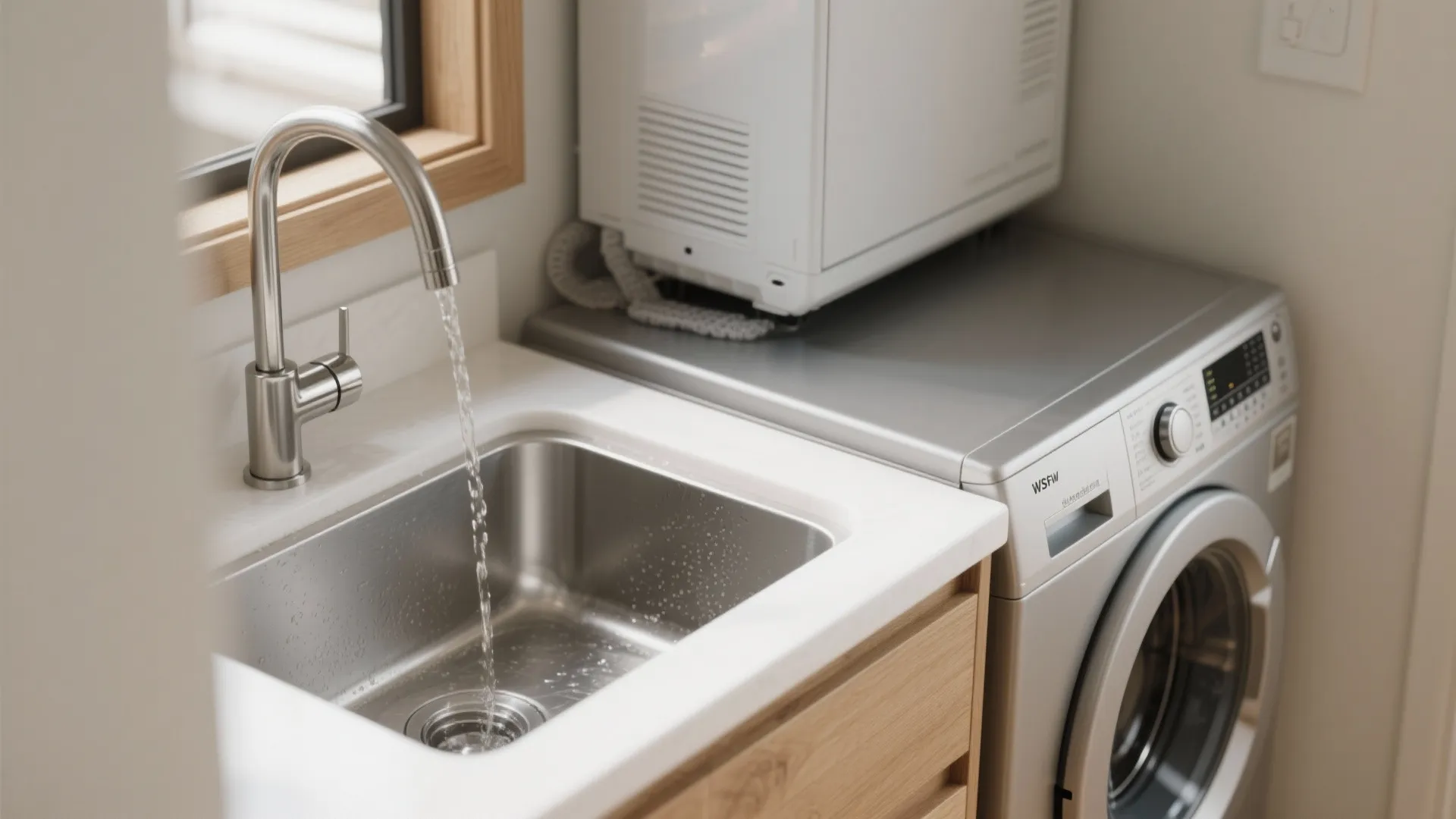 5. Add a mini utility sink and choose quiet, compact appliances