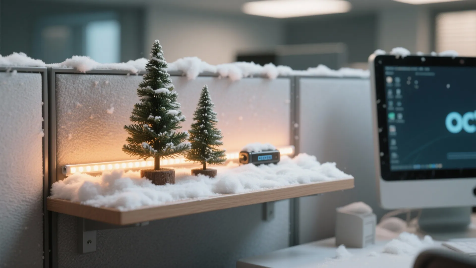1. Mini Snow Scene on a Shelf