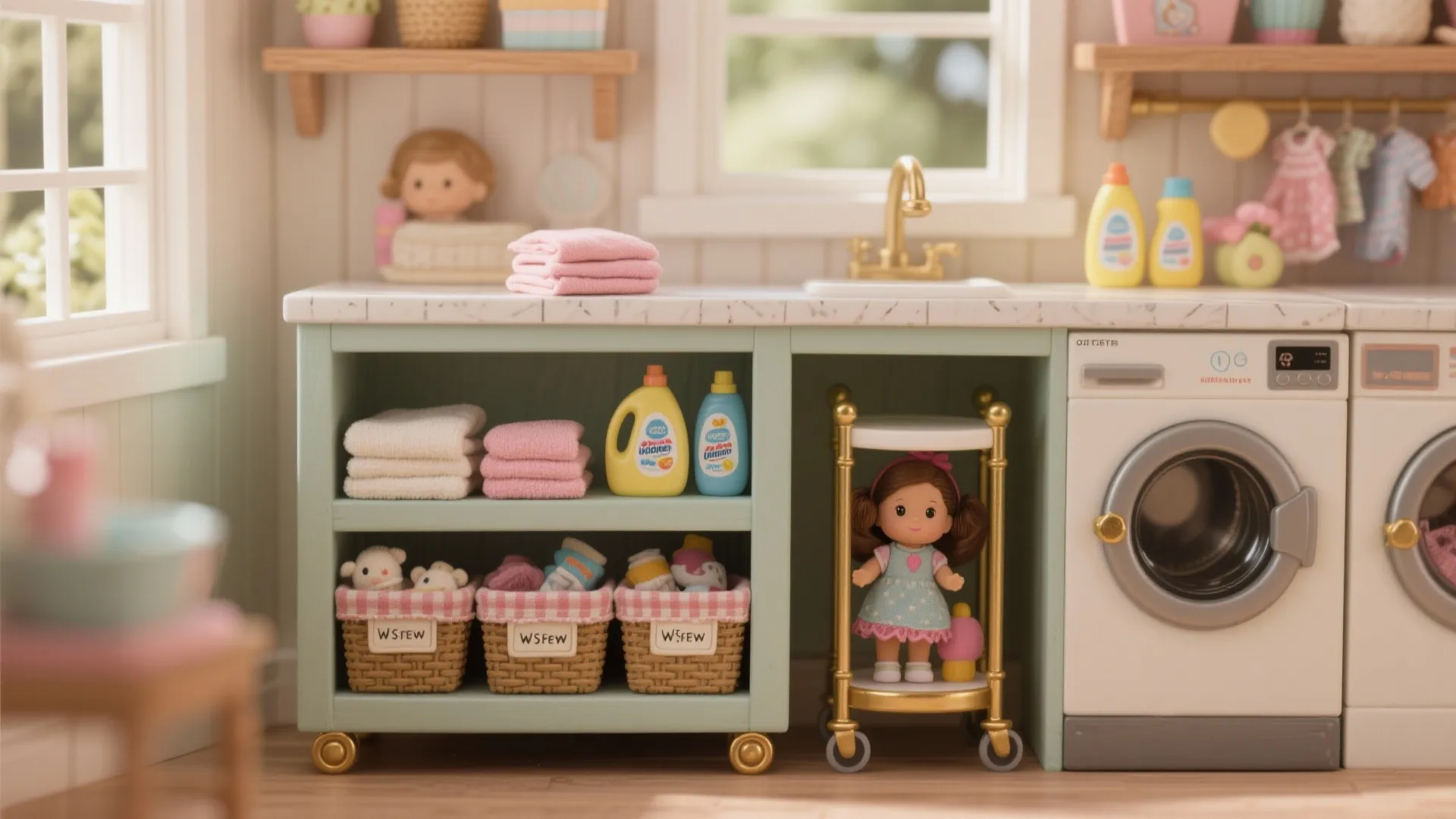 1. Mini Doll Laundry Station + Real Laundry Counter