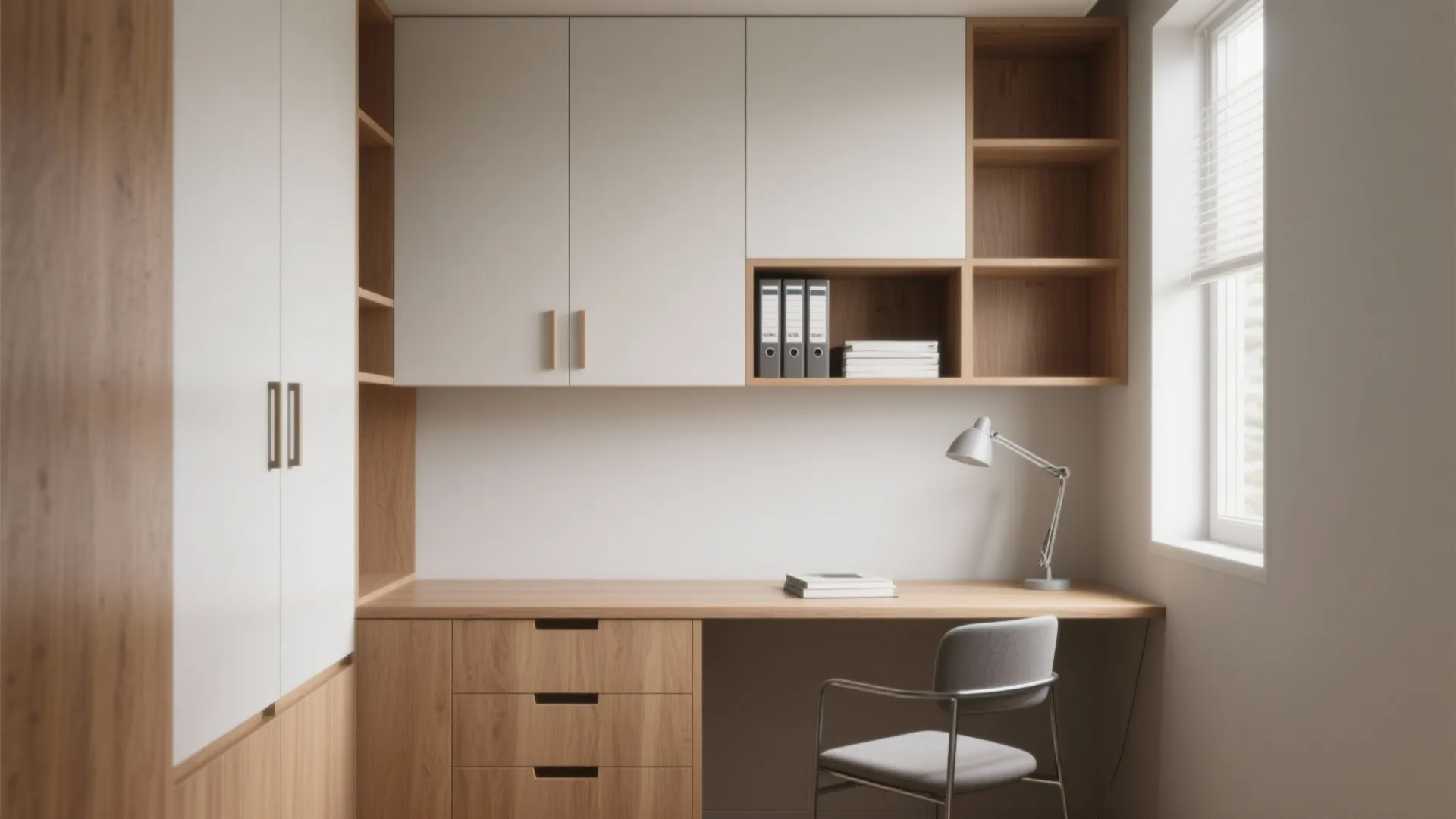 Minimalist study room storage