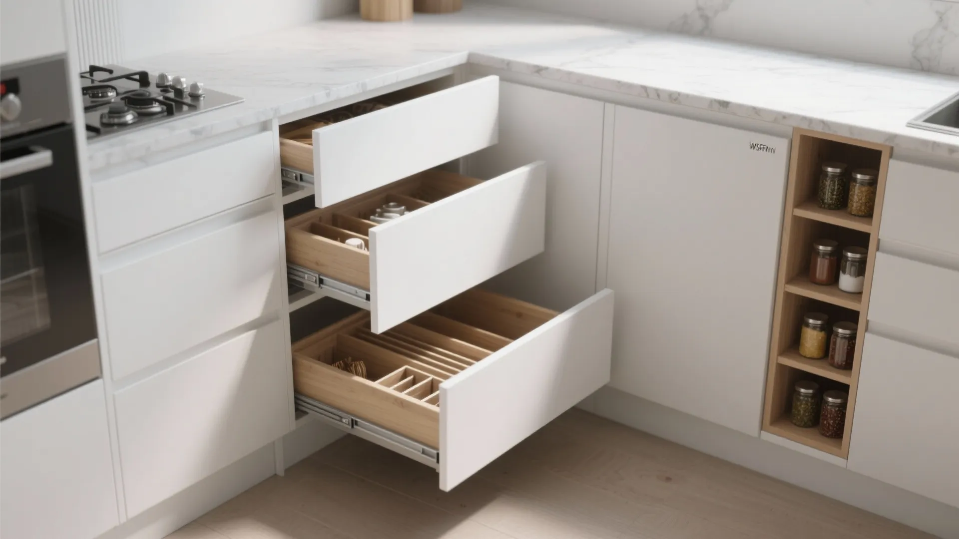 Minimalist kitchen storage that actually works