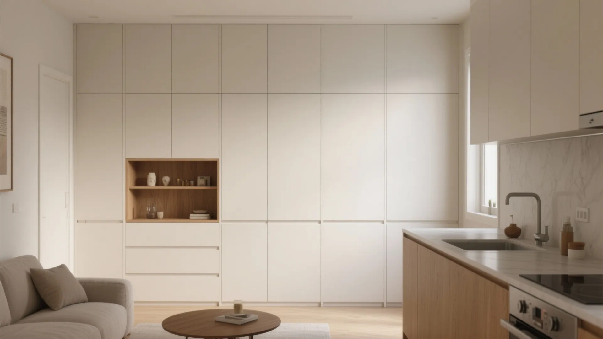 [Section: Inspiration List] Minimalist small-kitchen storage that hides clutter