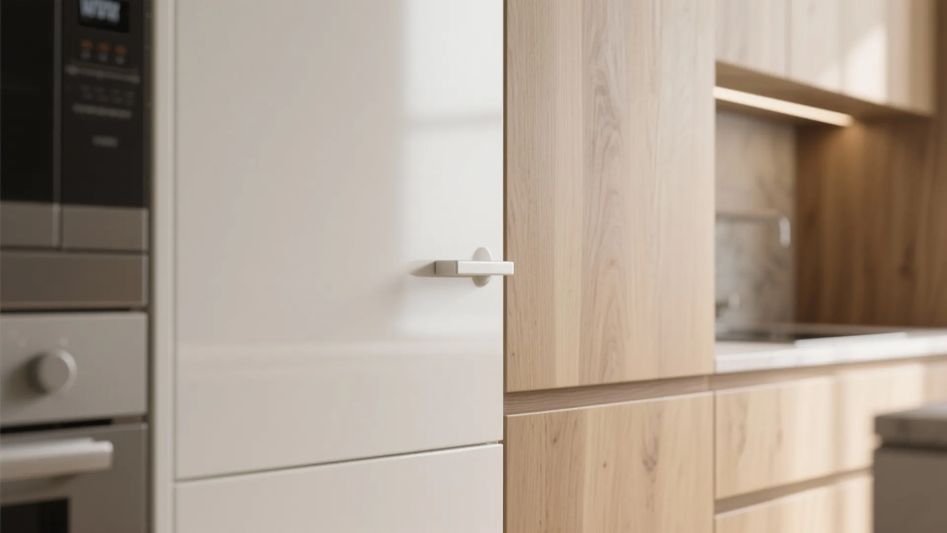 Minimalist kitchen storage in a luxe palette