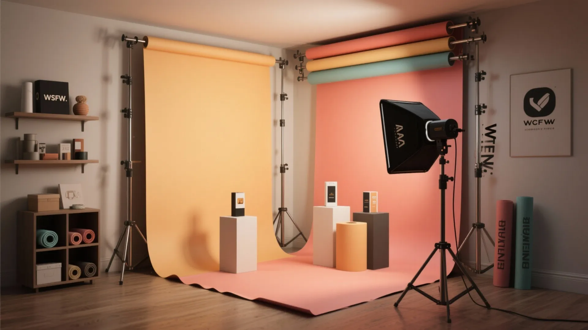 5. Mini Studio with Colored Backdrops and Props