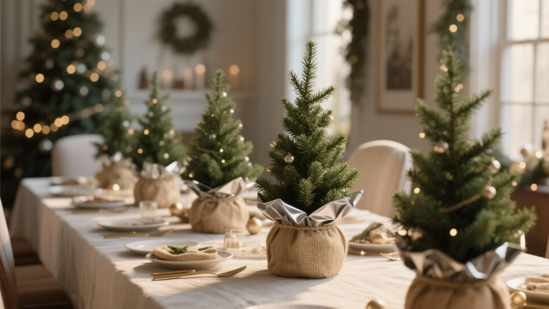 2. Mini Christmas Tree Centerpieces