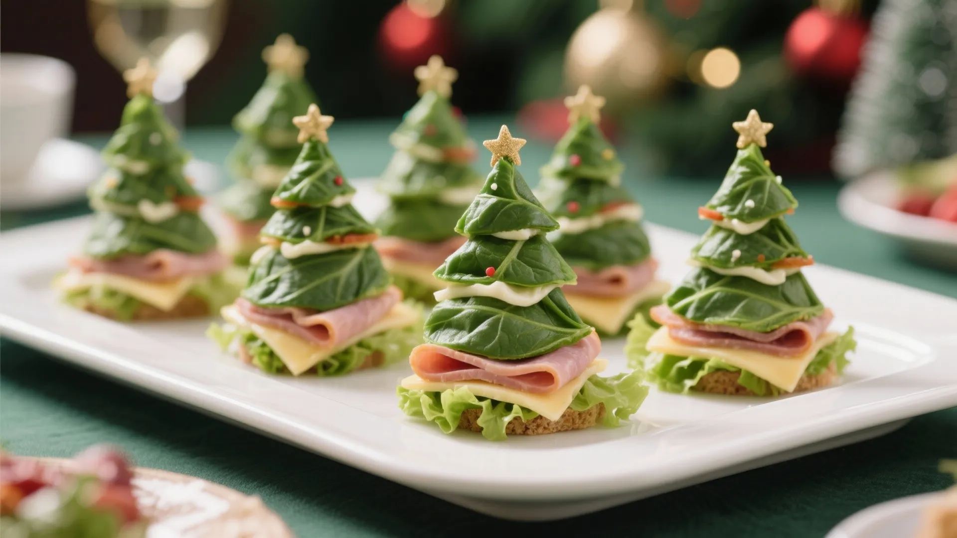 1. Mini Christmas Tree Sandwiches