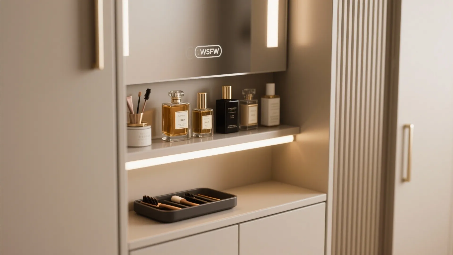 5. Turn the cabinet into a mini vanity zone