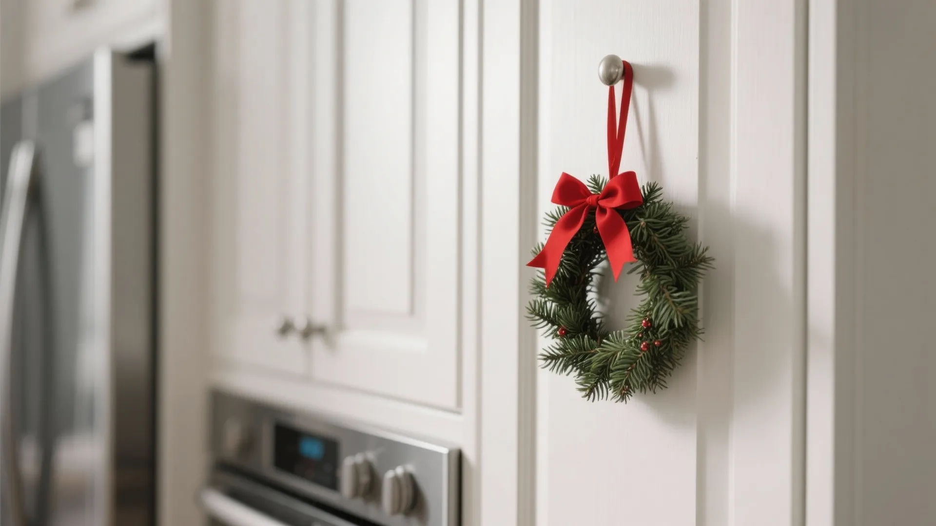 4. Mini Wreaths on Cabinet Doors