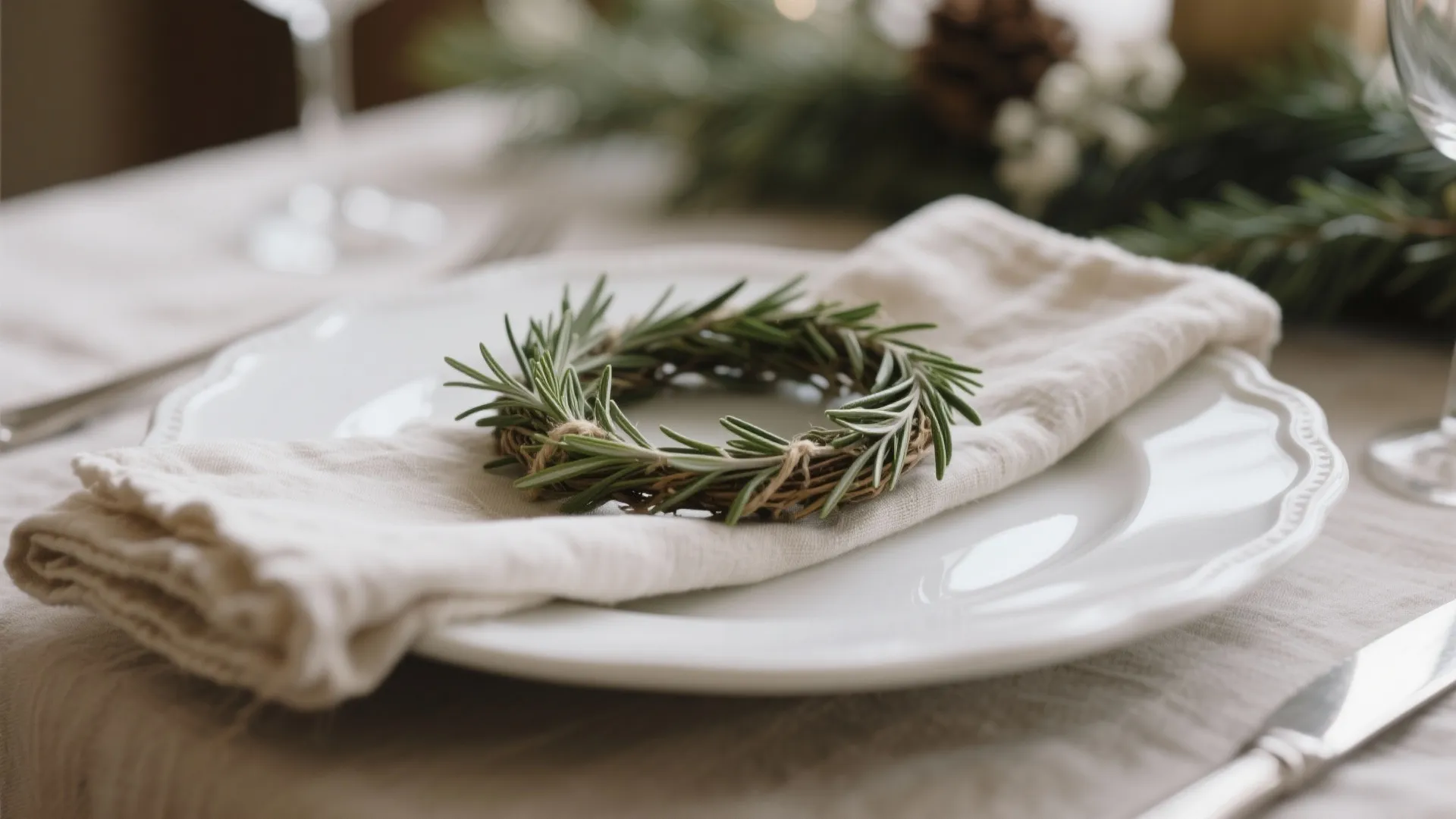 3. Mini Wreaths on Each Plate