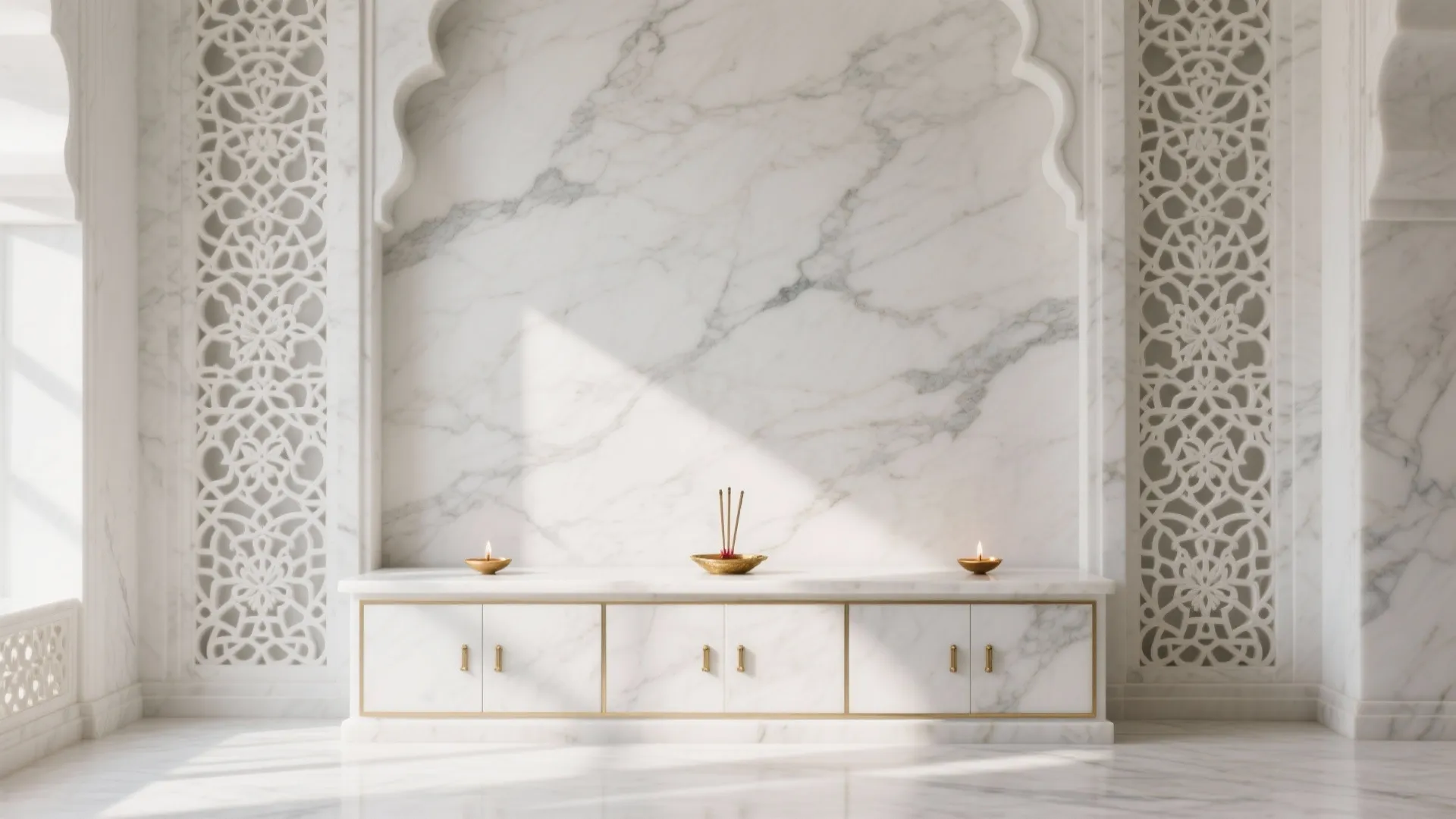 Minimal Marble Altar with Concealed Storage