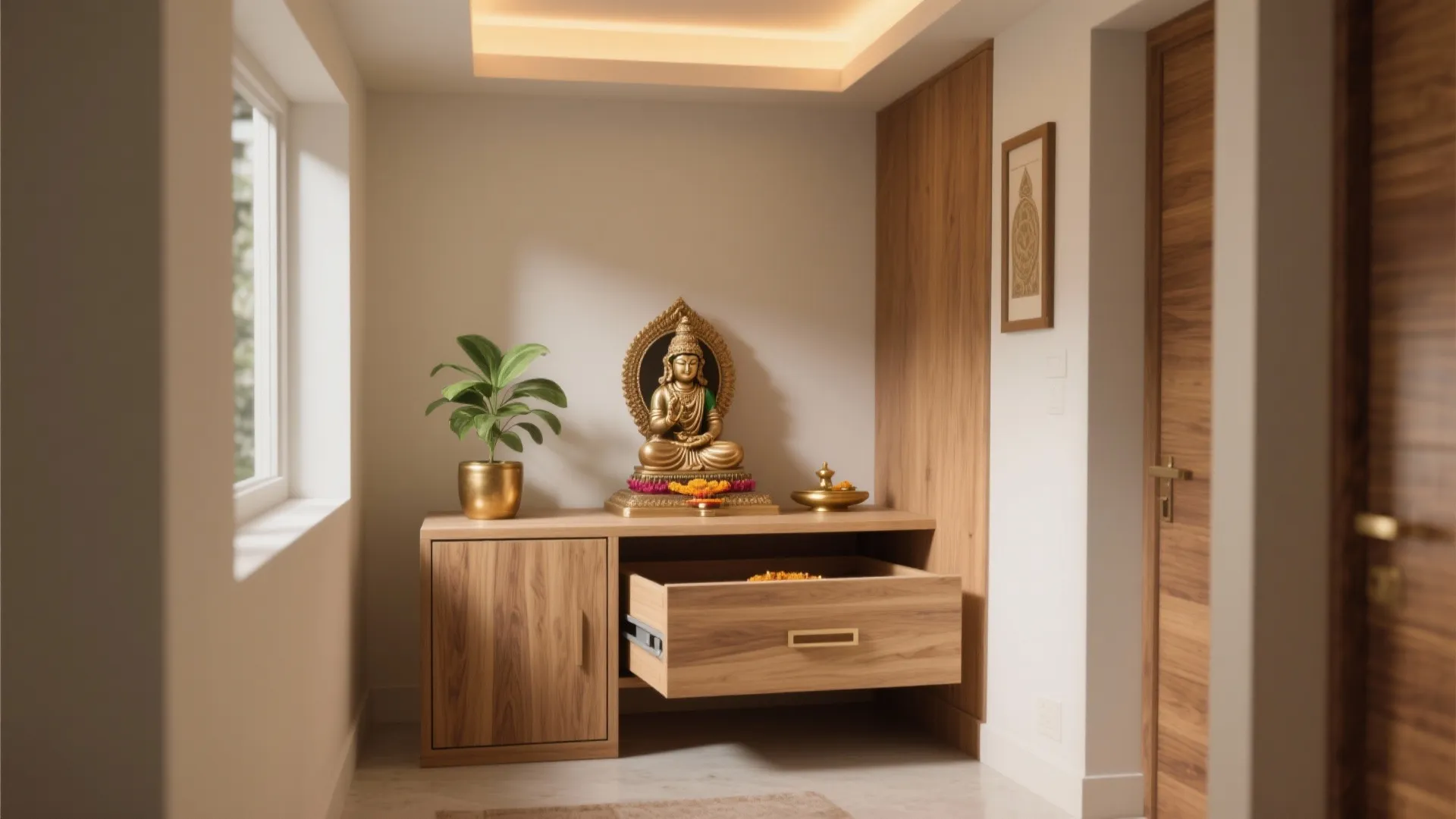 Minimal altar with hidden storage