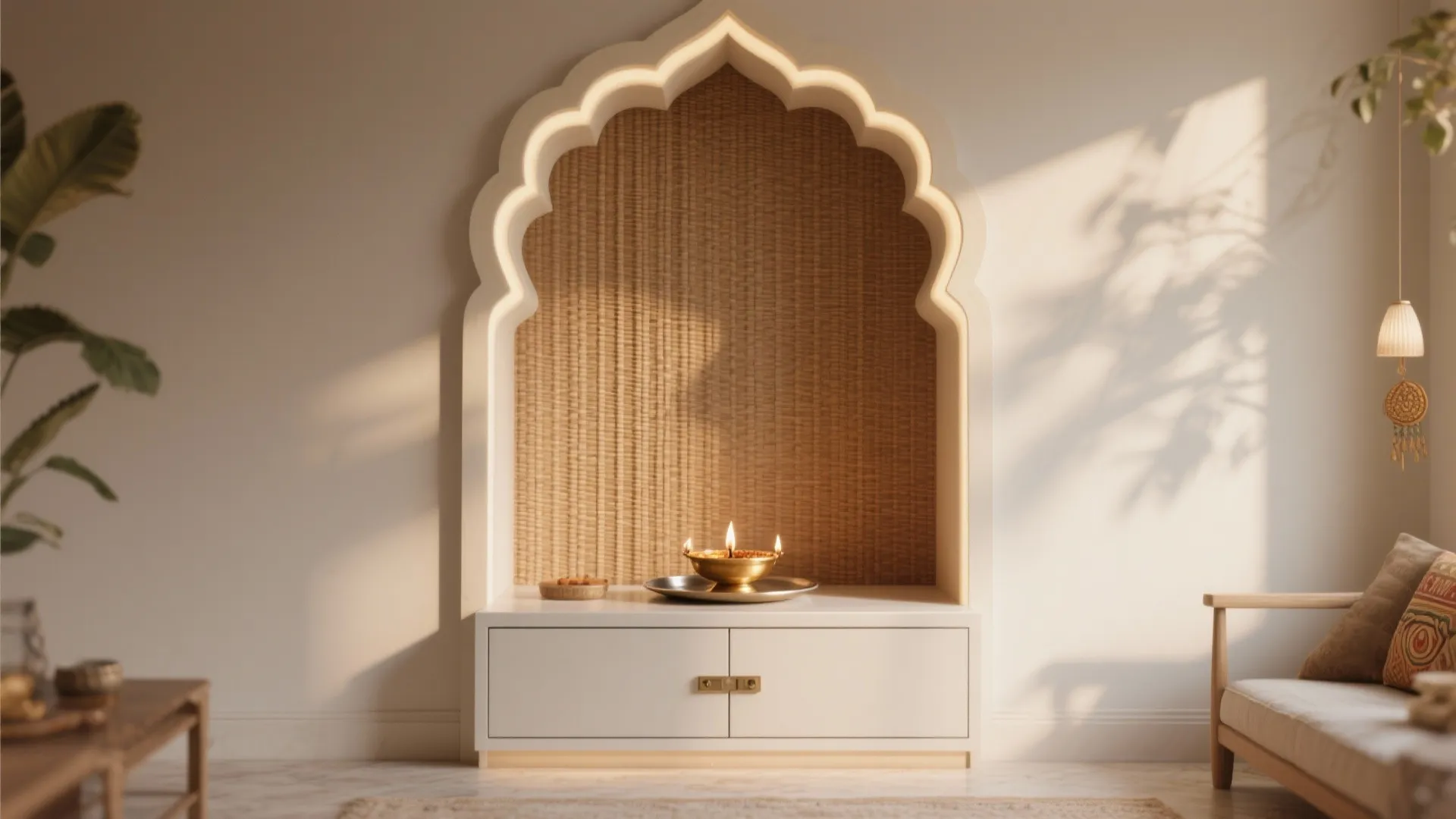 Minimalist temple arch with textured back panel