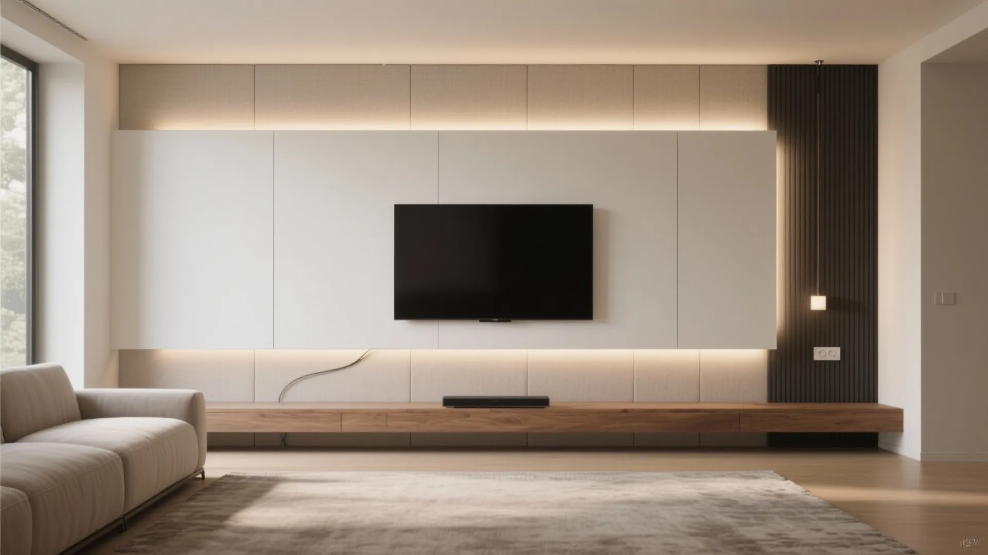 Minimalist LED Backlit TV Wall