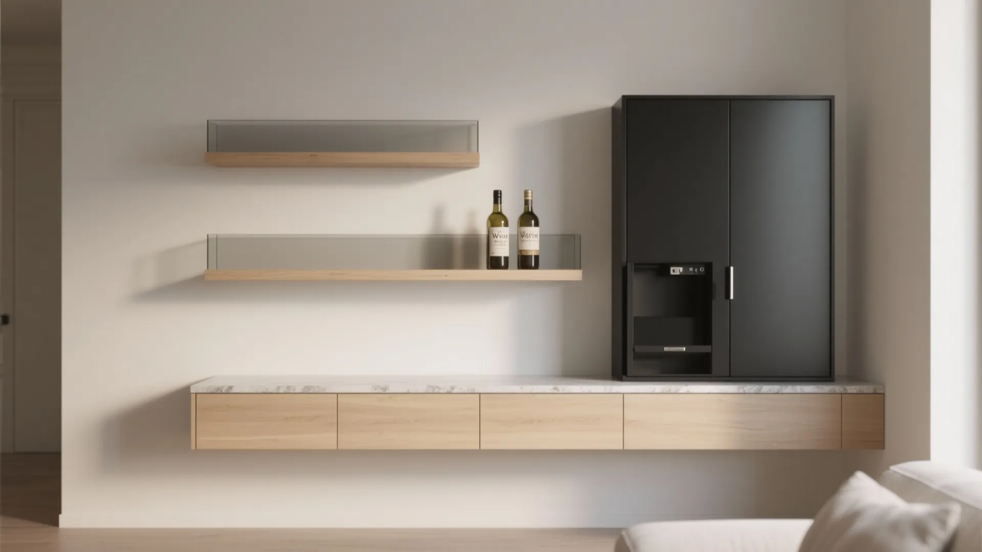 Minimalist Bar Storage that Disappears When Not in Use