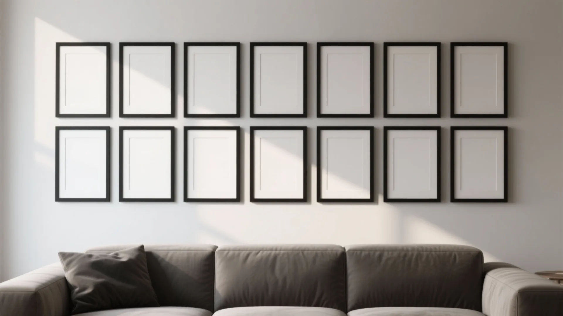1) Minimal black frames with generous white mats