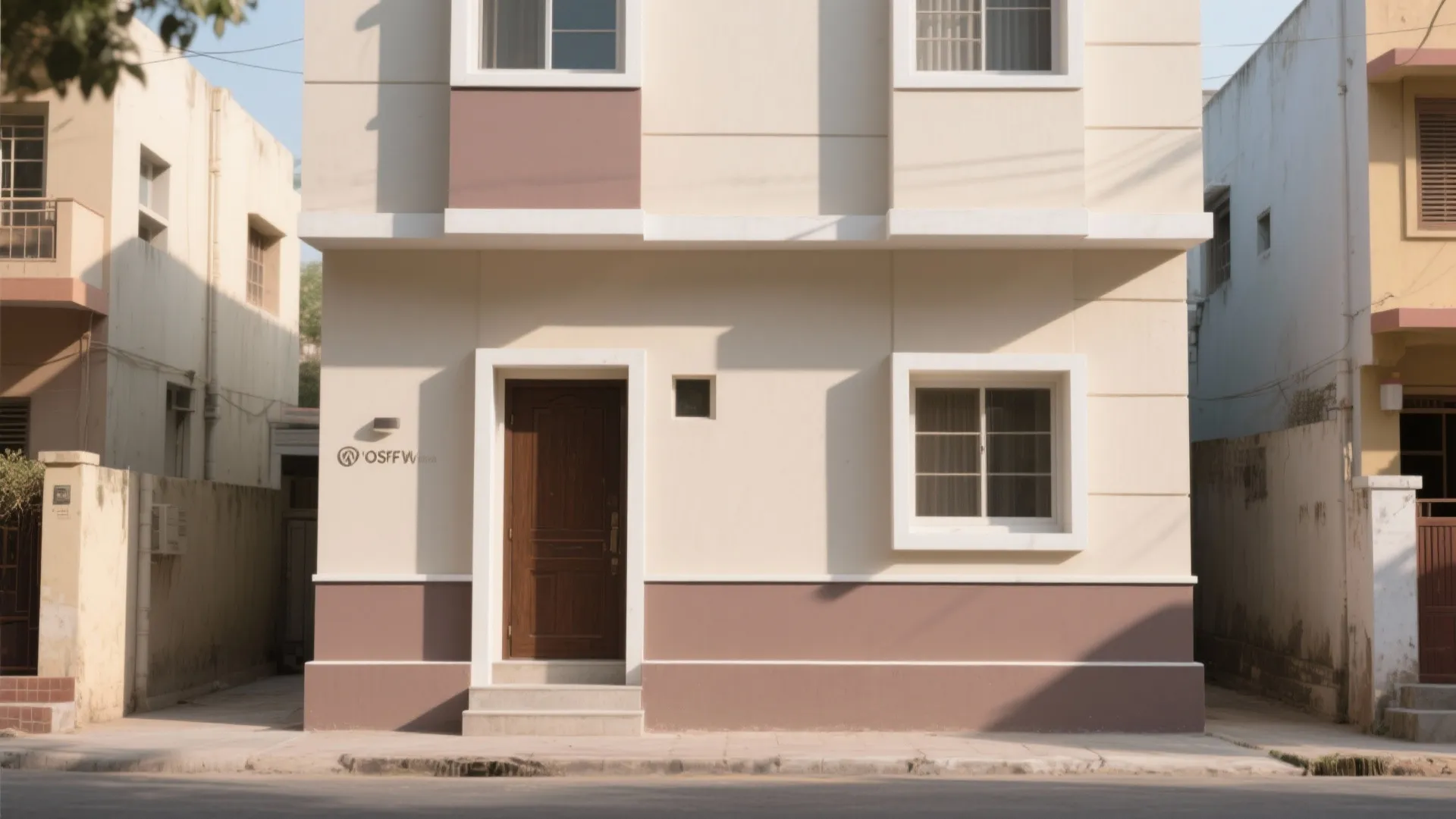 Minimalist color blocking on the front elevation