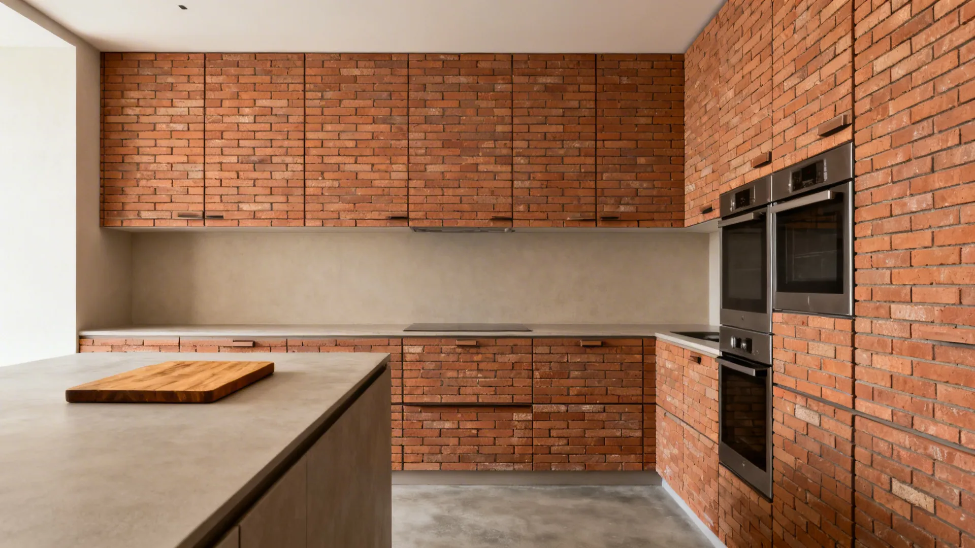 1) Minimalist Brick Fronts with Hidden Pulls