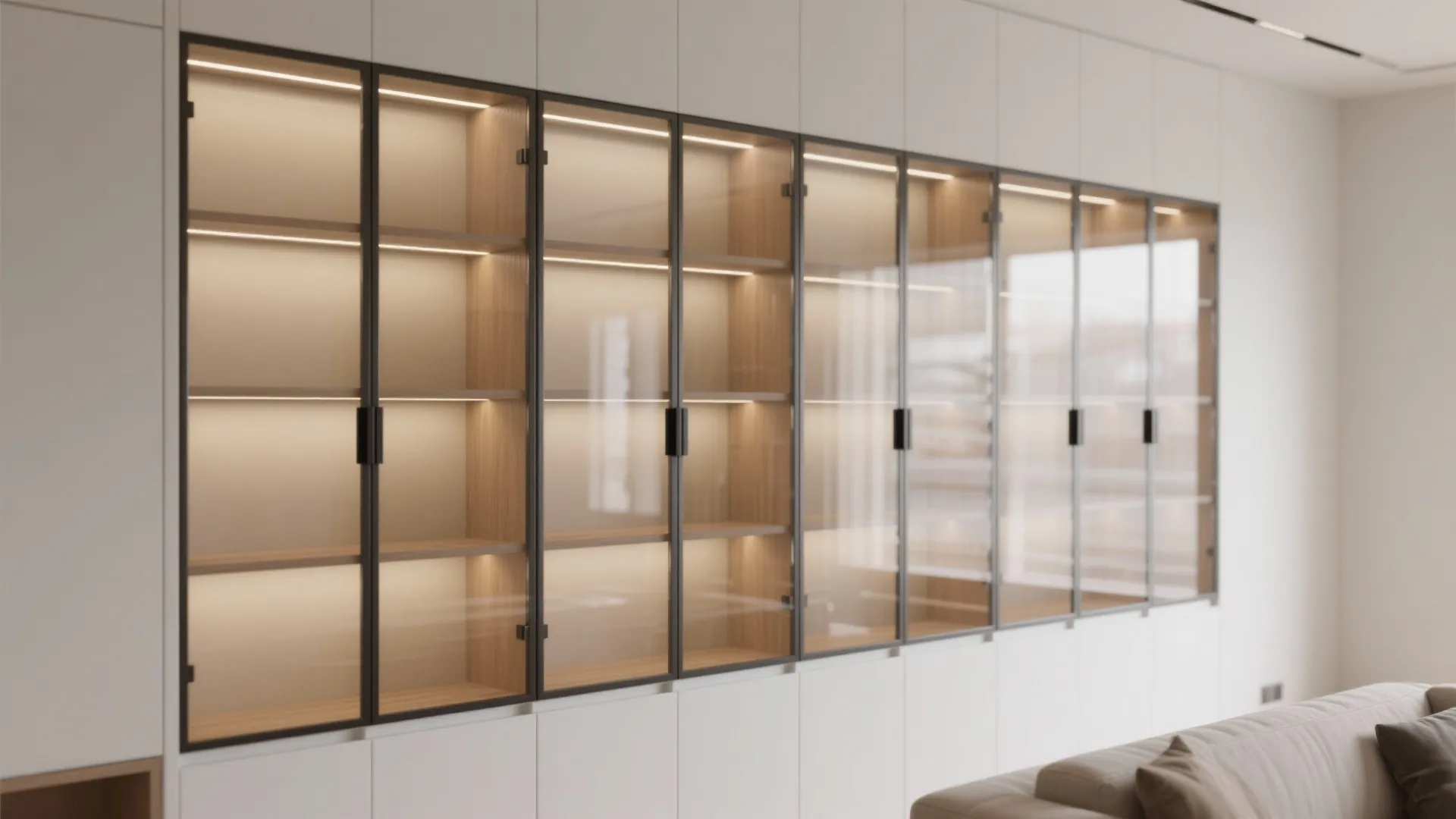 Minimalist Glass-Front Built-Ins