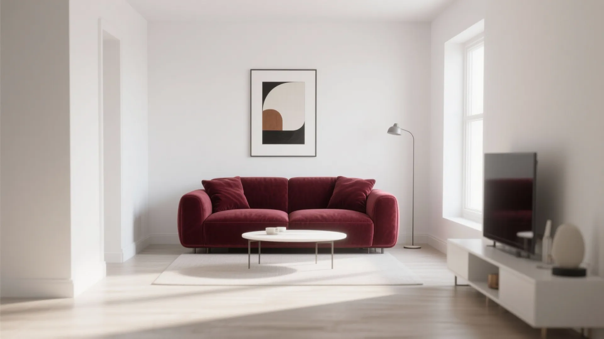 1. Minimalist Accents with a Burgundy Highlight