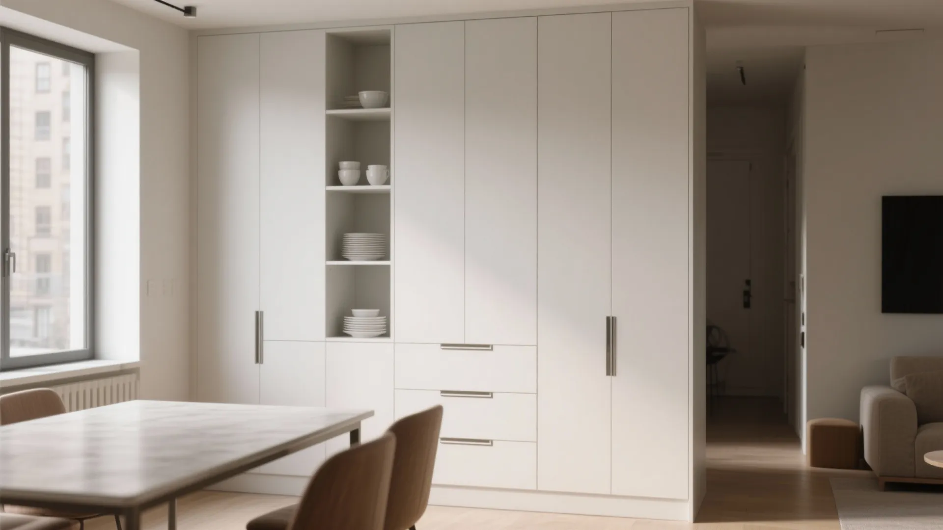 Minimalist Crockery Cabinet with Hidden Pulls